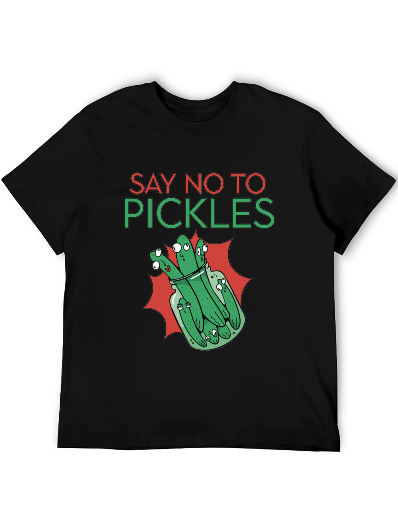 Black Say No to Pickles Funny Graphic T-Shirt view 5