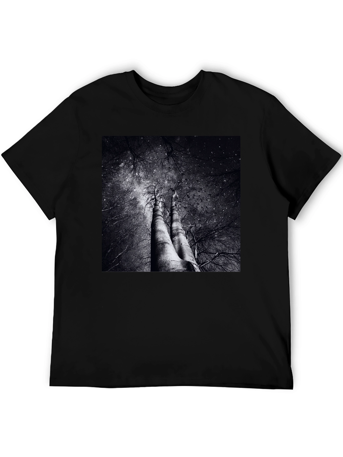 Black Abstract Tree Graphic Tee - Black Cotton Blend view 5