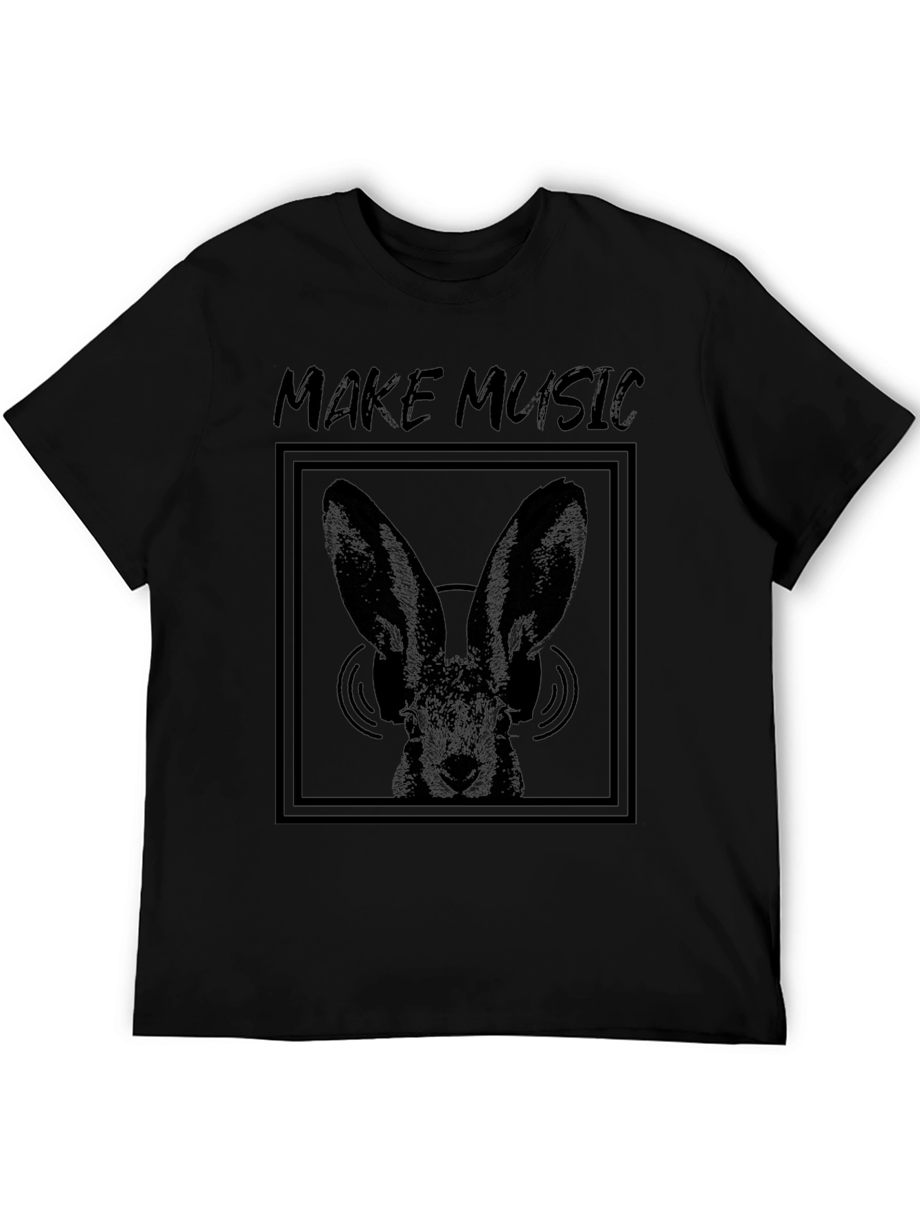 Black Make Music Bunny Graphic Tee - Black view 5