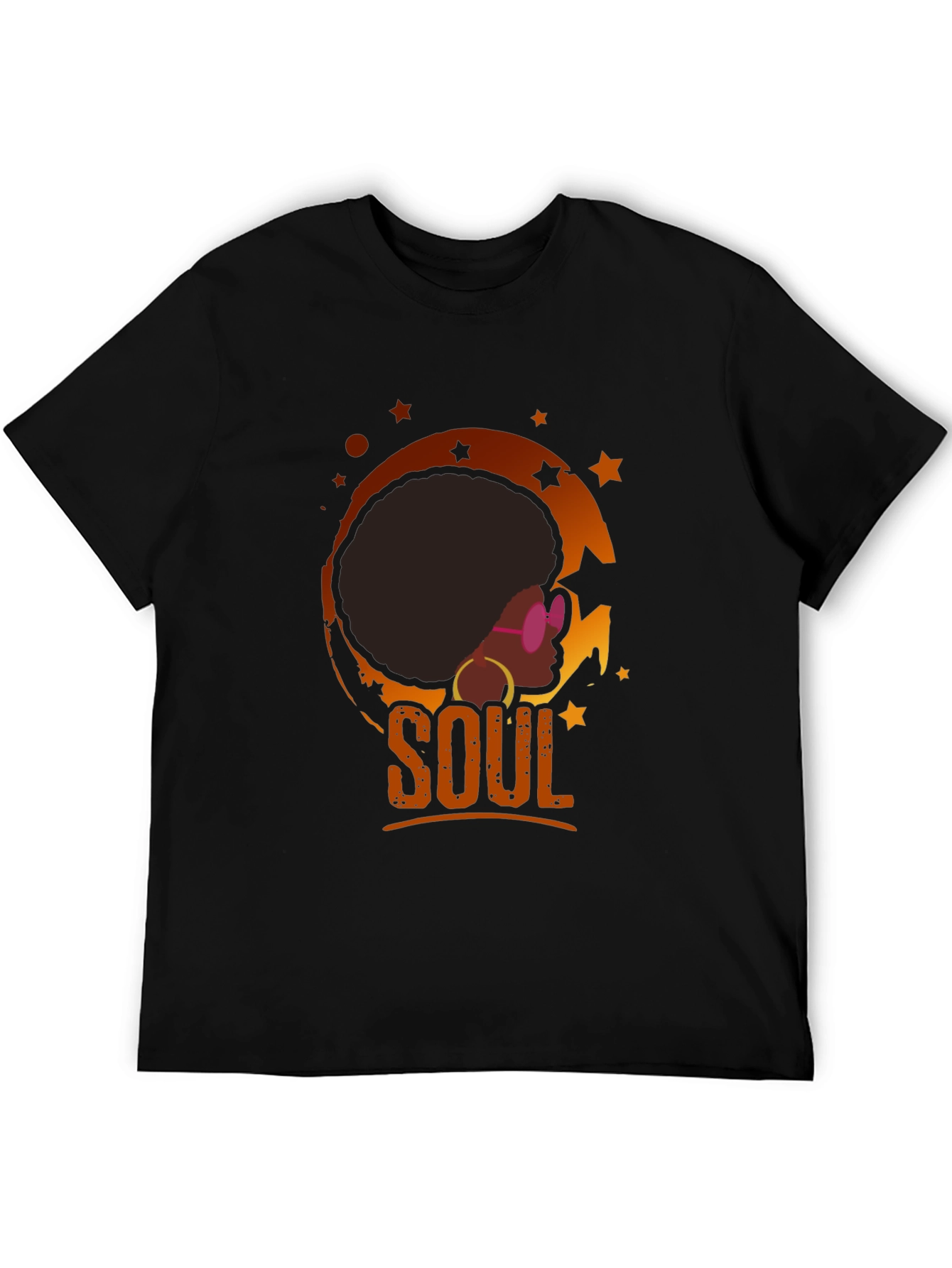 Black Soulful Afro T-Shirt - Retro Black Tee view 5