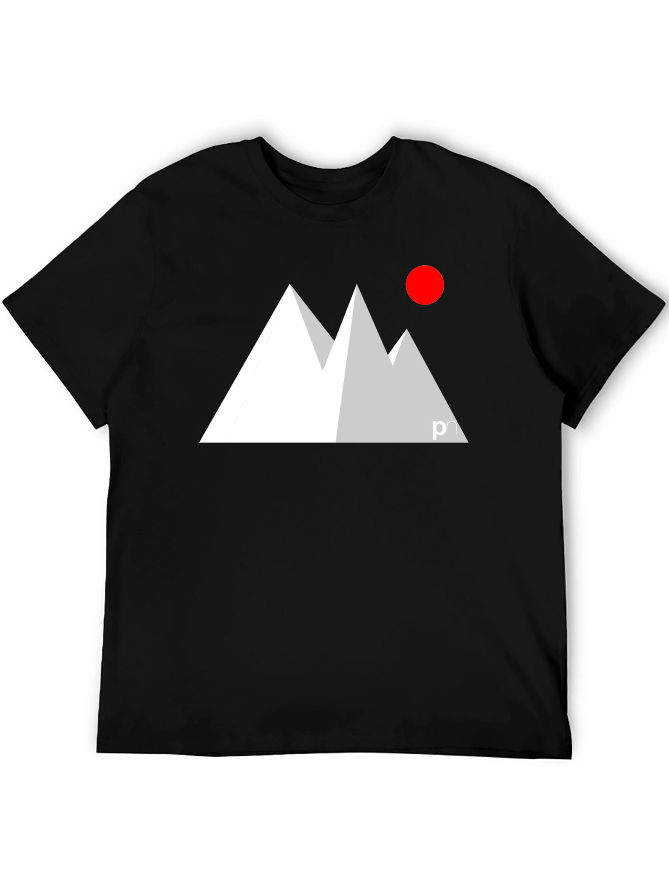 Black Modern Mountain Graphic Tee - Black view 5