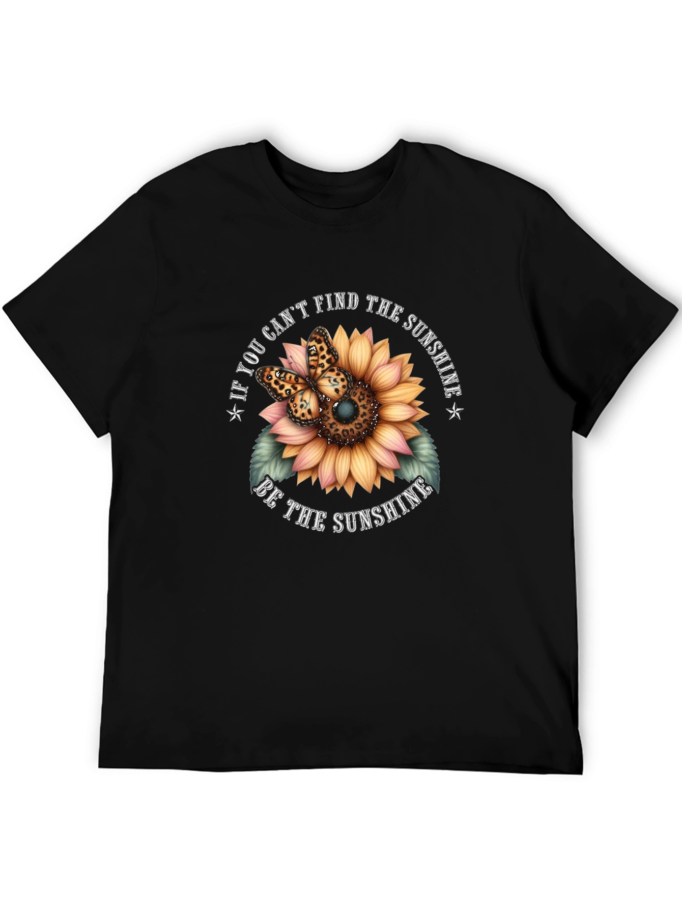 Black Sunflower Butterfly Graphic Tee - Be the Sunshine T-Shirt view 5