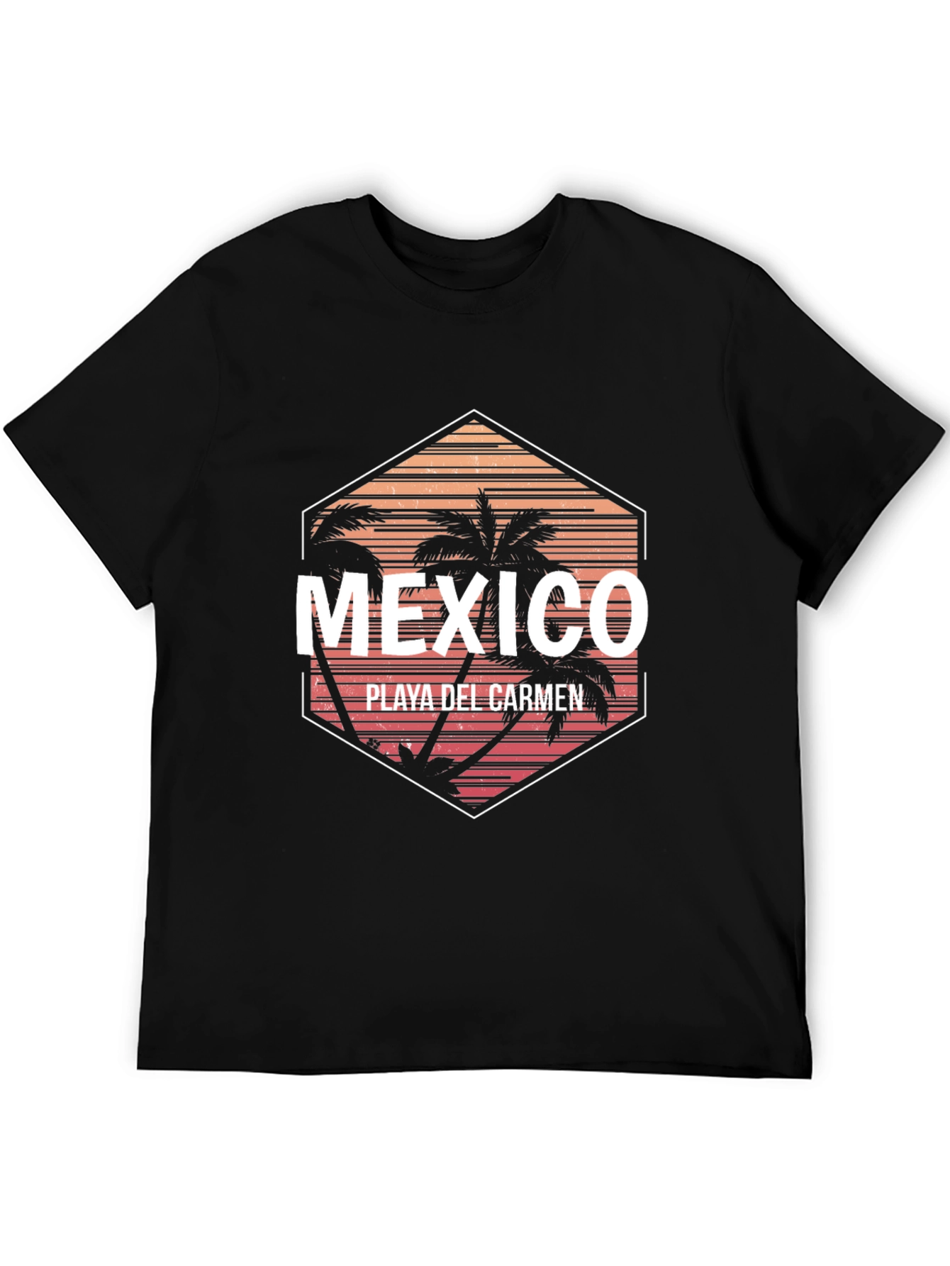 Black Mexico Playa Del Carmen Palm Tree Graphic T-Shirt view 5