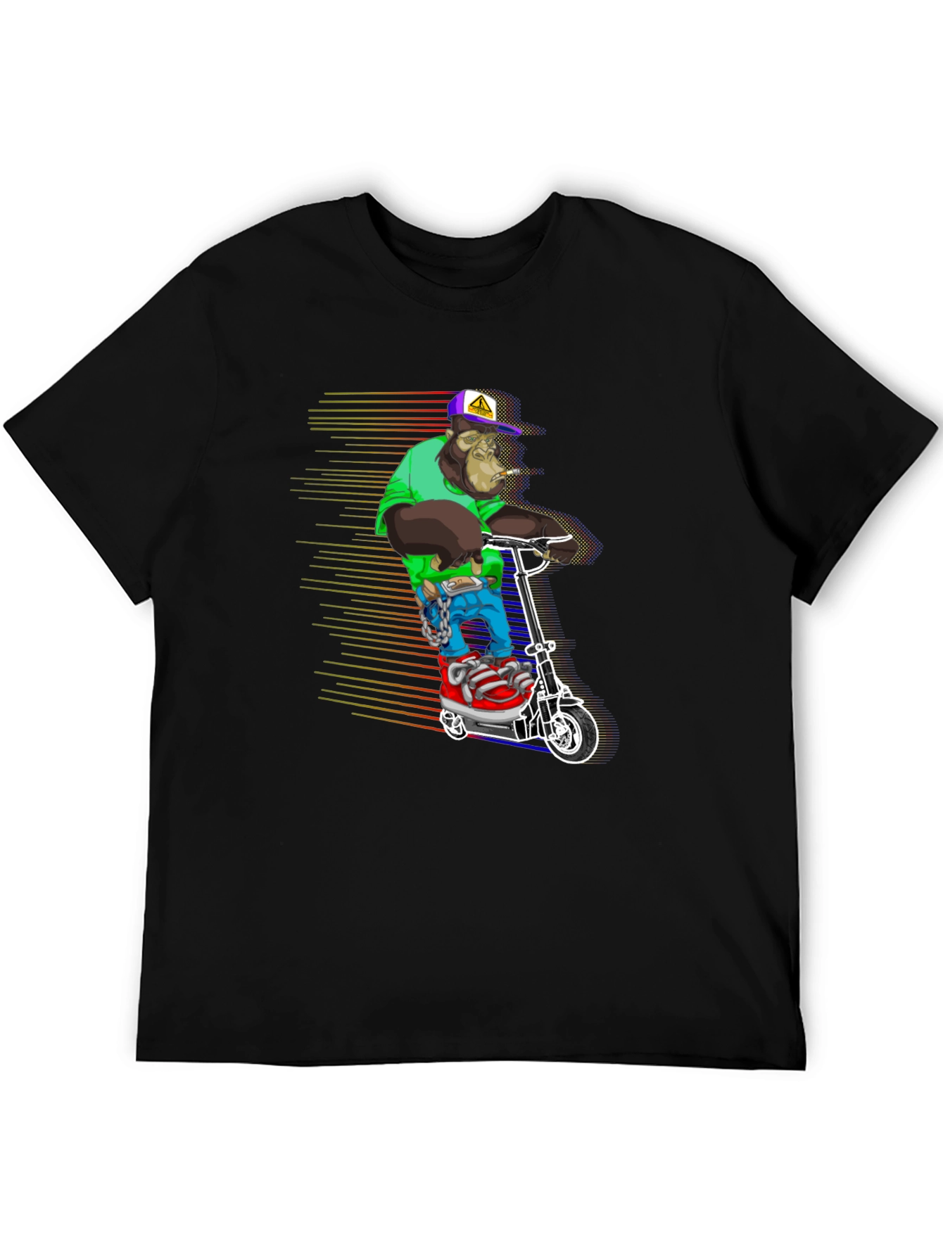 Black Cool Ape Scooter Graphic Tee - Black view 5