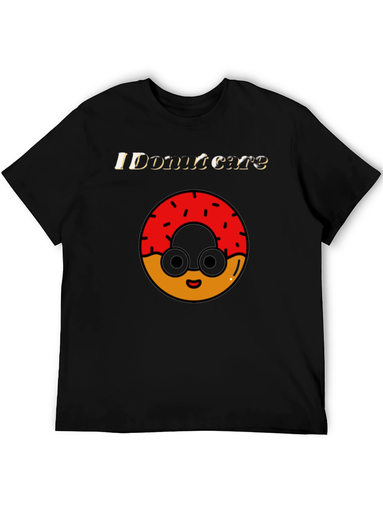 Black Funny Donut Care Graphic T-Shirt view 5