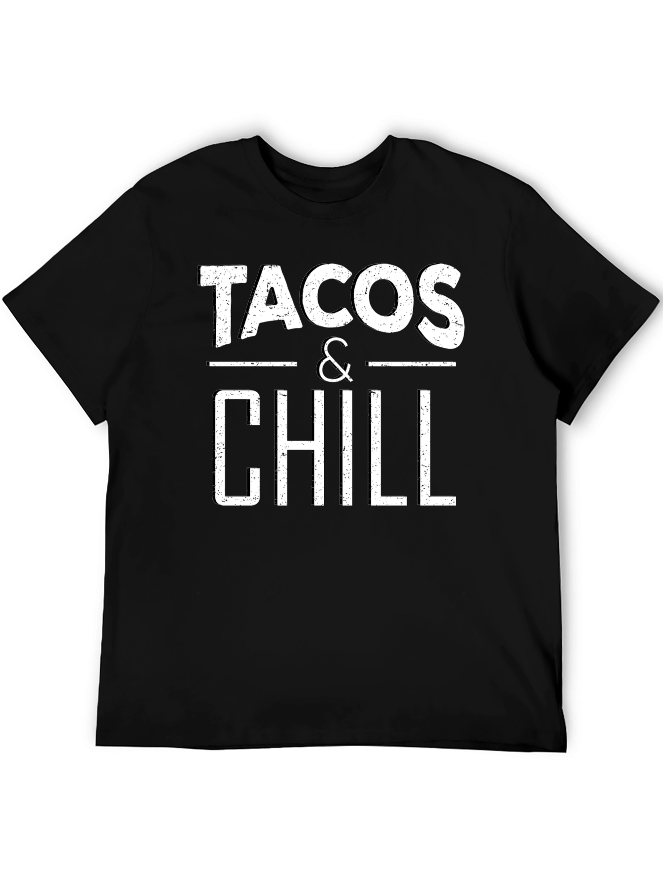 Black Tacos & Chill Graphic Tee - Black Cotton T-Shirt view 5