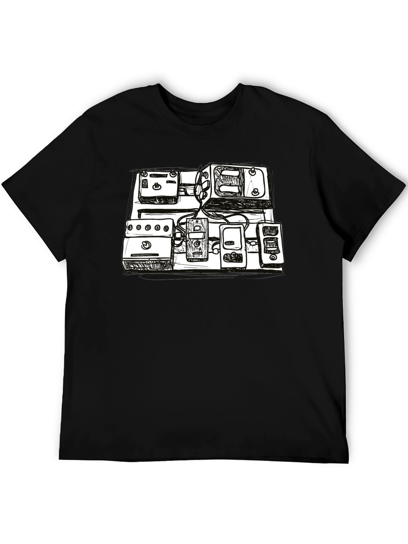 Black Sketch Pedal Board T-Shirt - Musician's Essential view 5