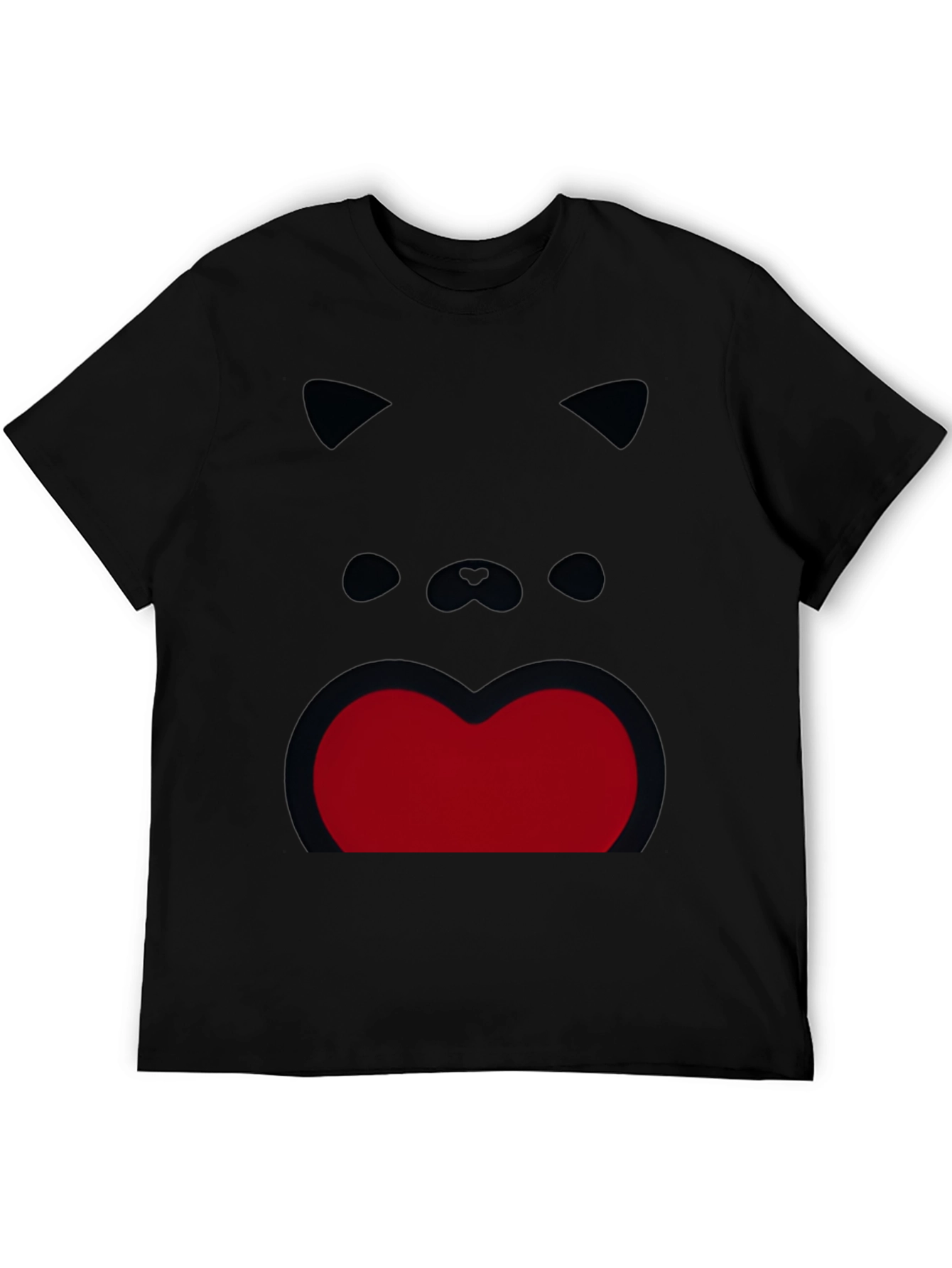 Black Funny Cat Face Graphic Print Black T-Shirt view 5