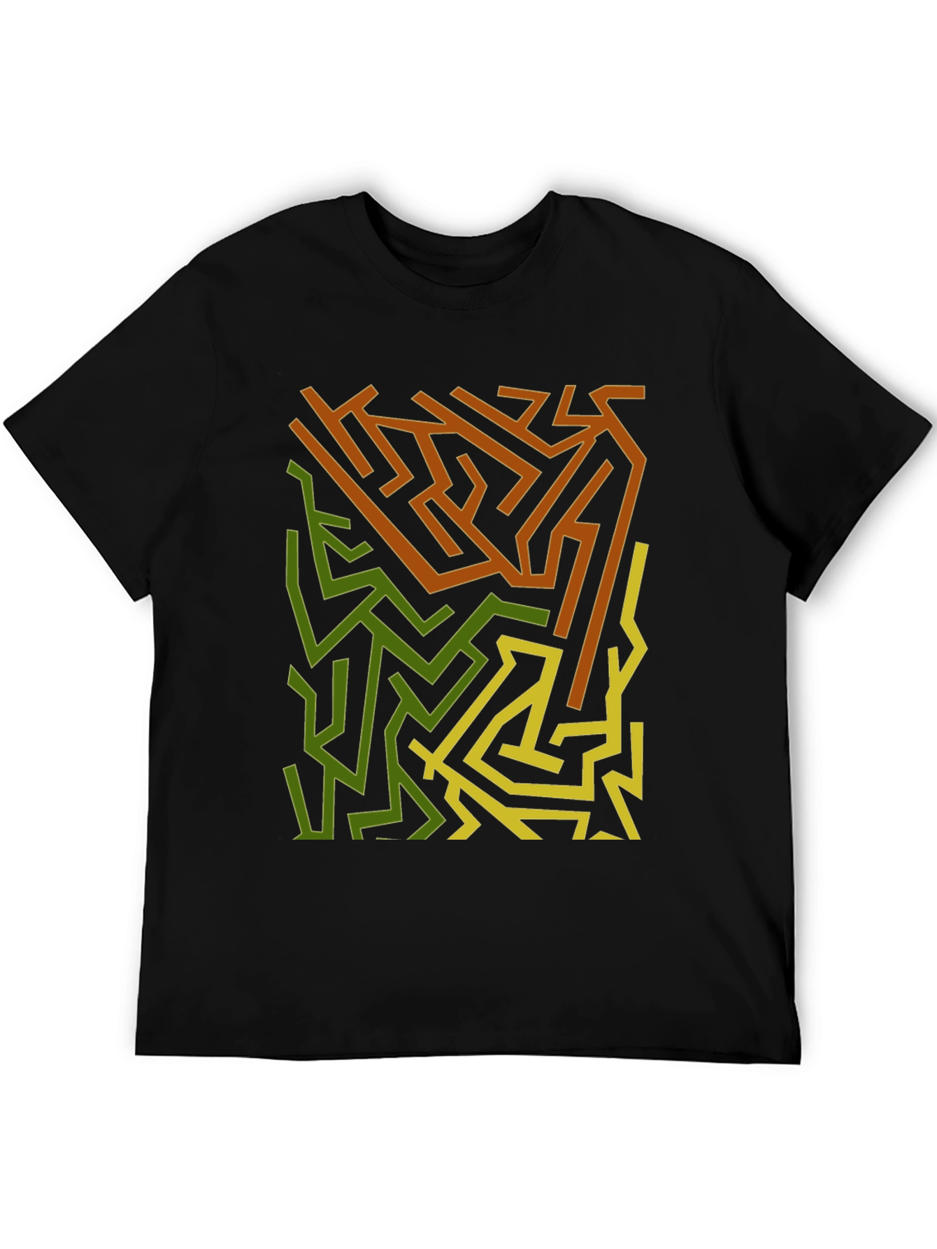 Black Abstract Maze Graphic Print Black T-Shirt view 5