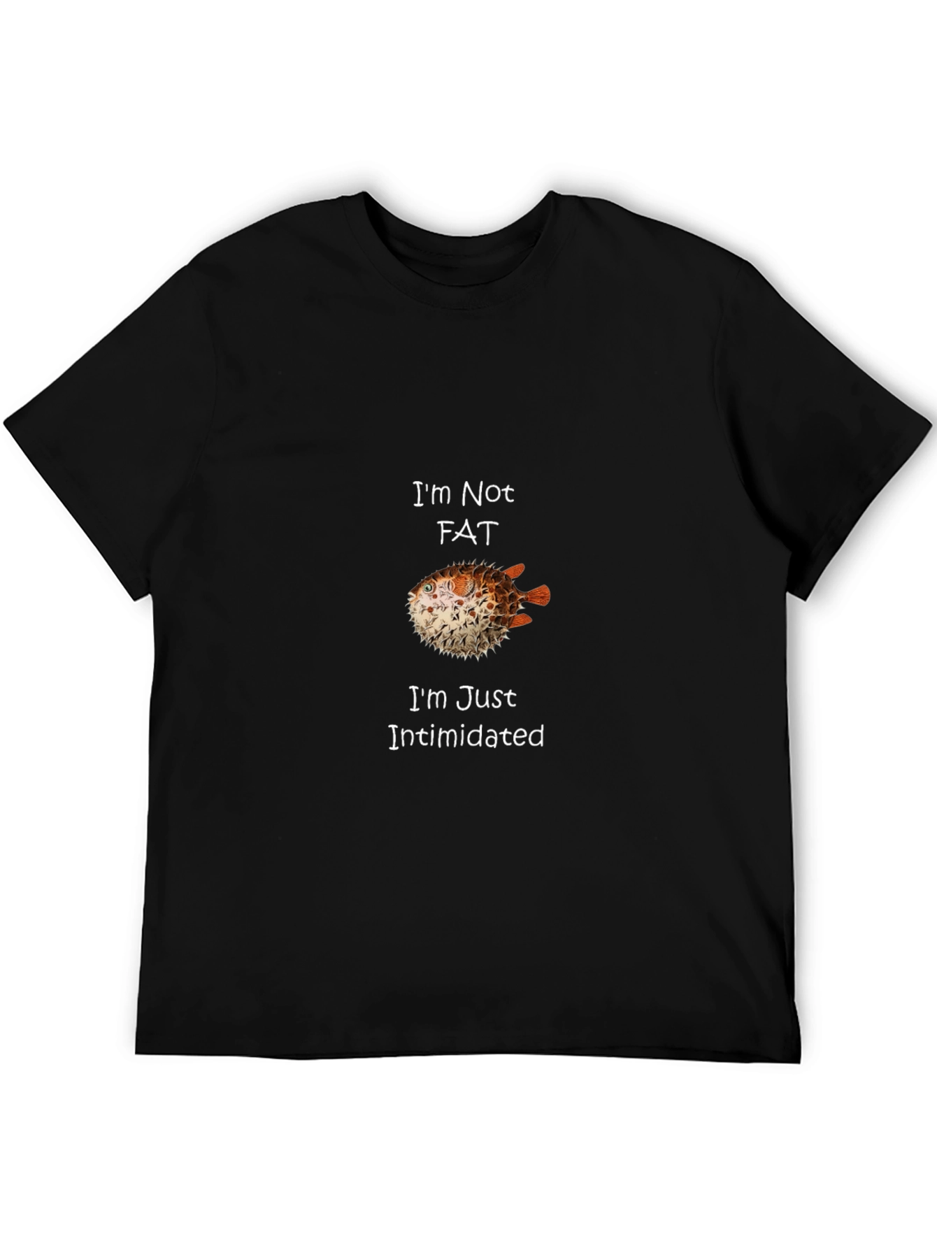 Black I'm Not Fat I'm Just Intimidated Pufferfish Graphic Tee view 5