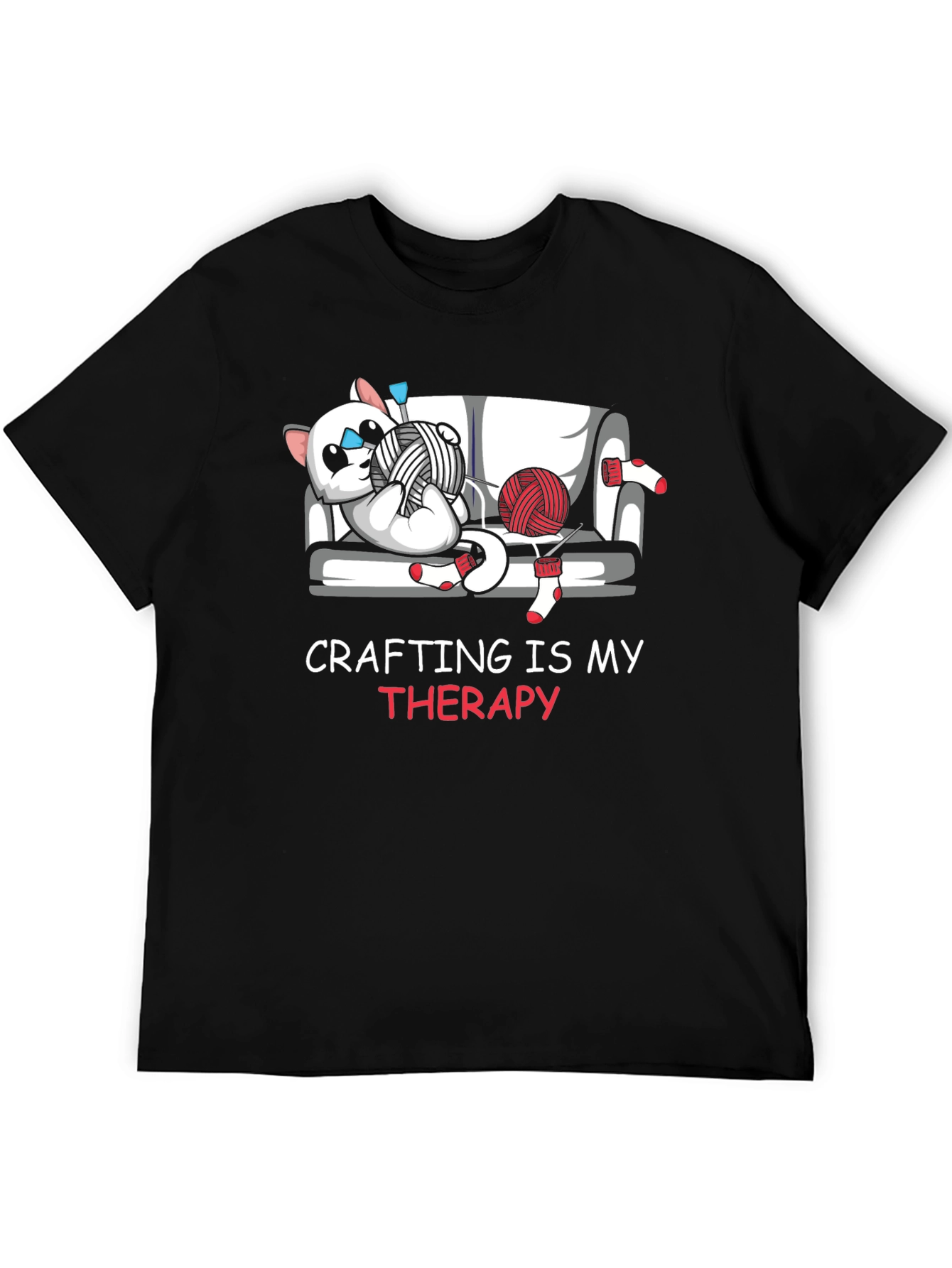 Black Crafting Is My Therapy Graphic T-Shirt view 5