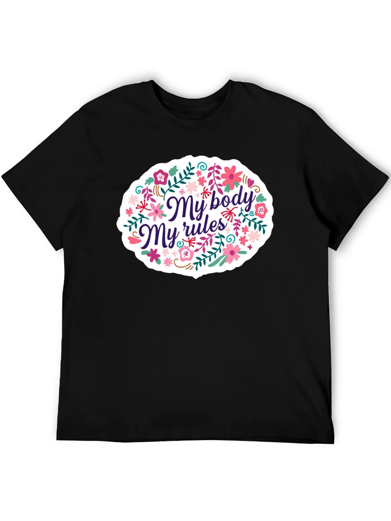 Black My Body My Rules Floral Graphic T-Shirt view 5