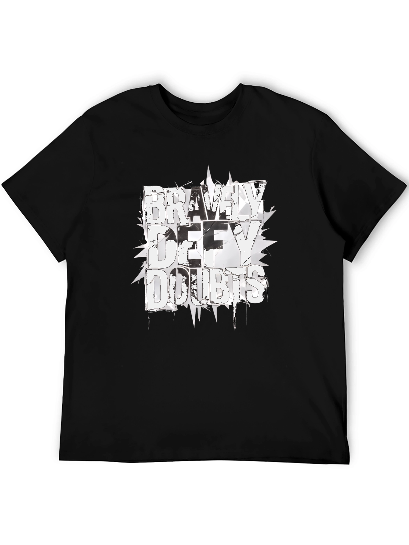 Black Bravely Defy Doubts Graphic Tee - Black Cotton T-Shirt view 5