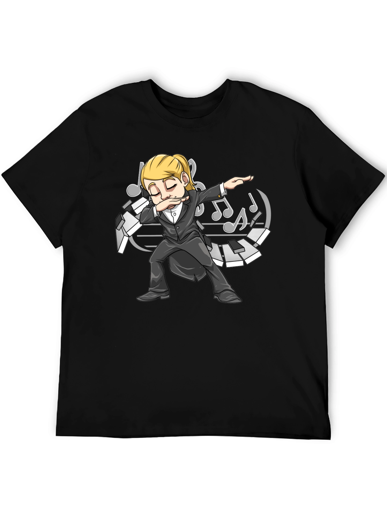 Black Dabbing Pianist T-Shirt - Music Lover Tee view 5
