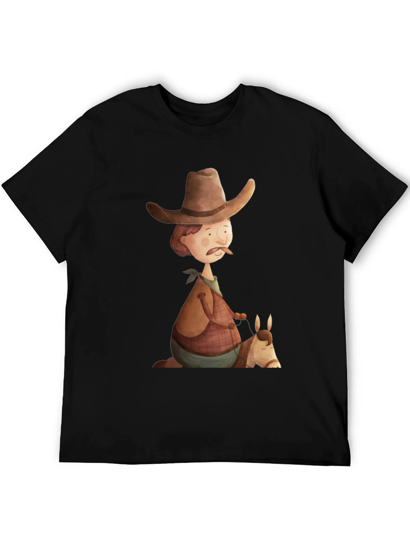 Black Cartoon Cowboy Graphic Tee - Unique Design! view 5