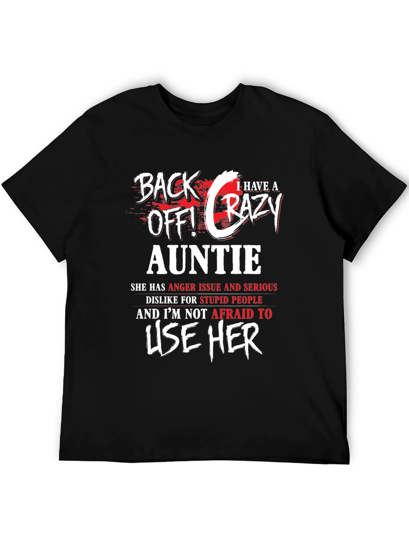 Black Back Off! Crazy Auntie Graphic Tee - Black view 5