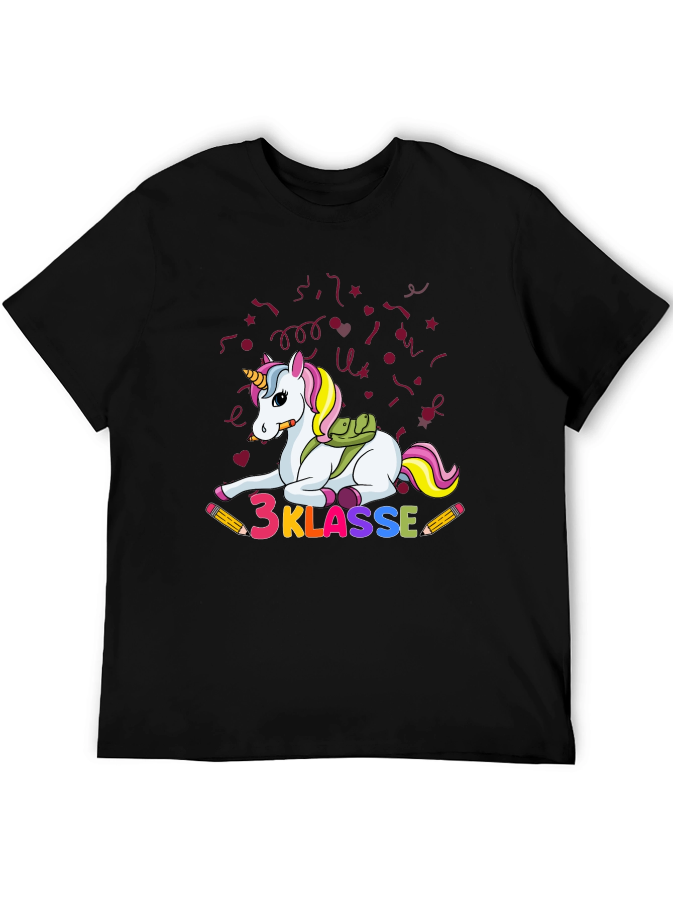 Black Cute Unicorn 3 Klasse T-Shirt view 5