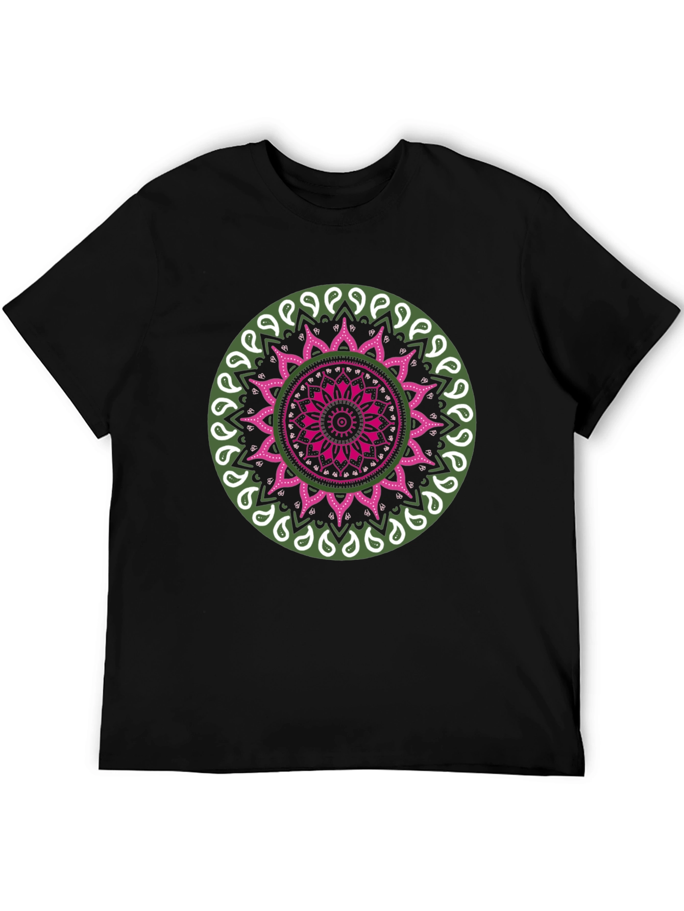 Black Mandala Print Black T-Shirt view 5