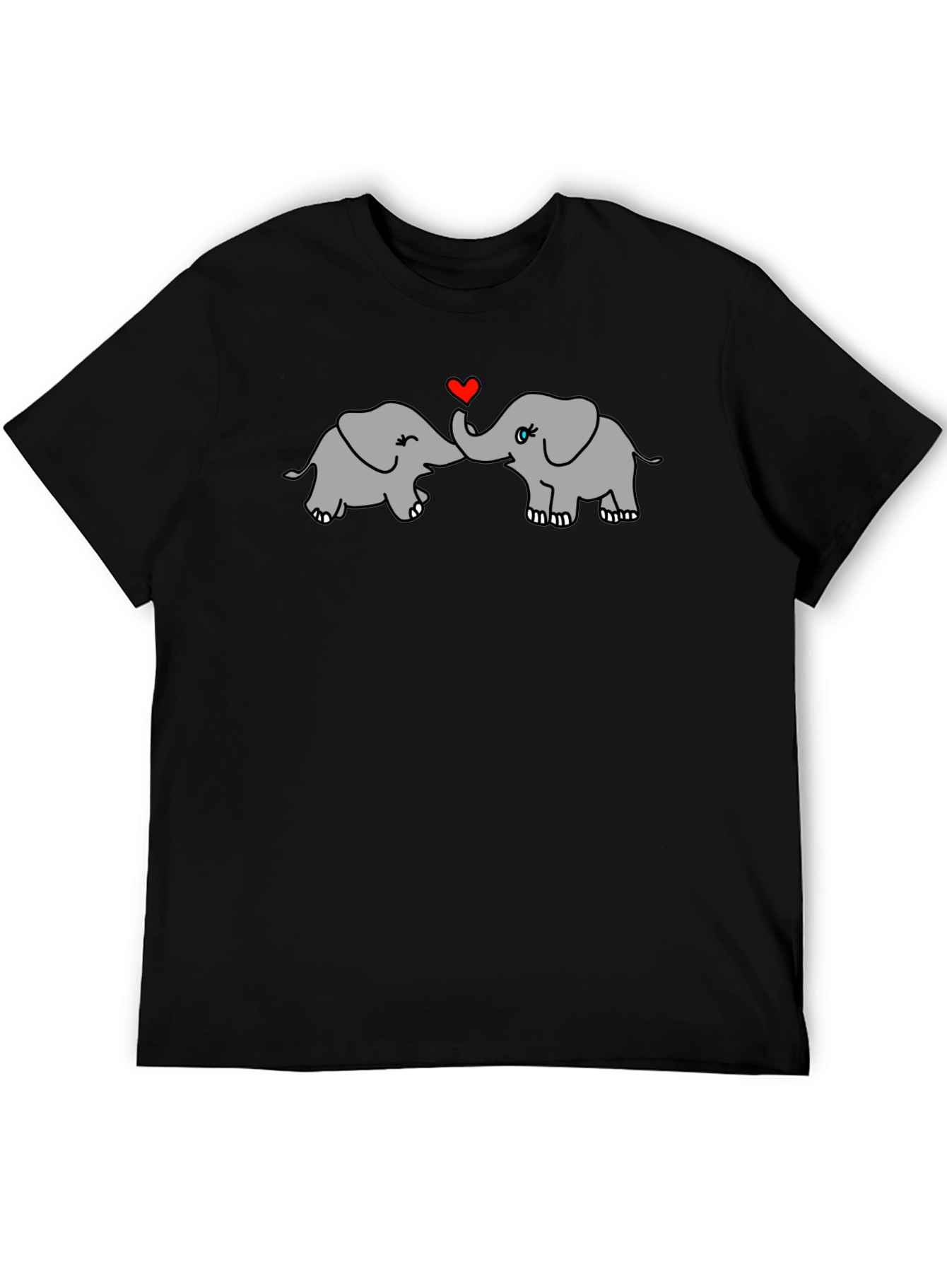 Black Elephant Love T-Shirt - Cute Animal Graphic Tee view 5