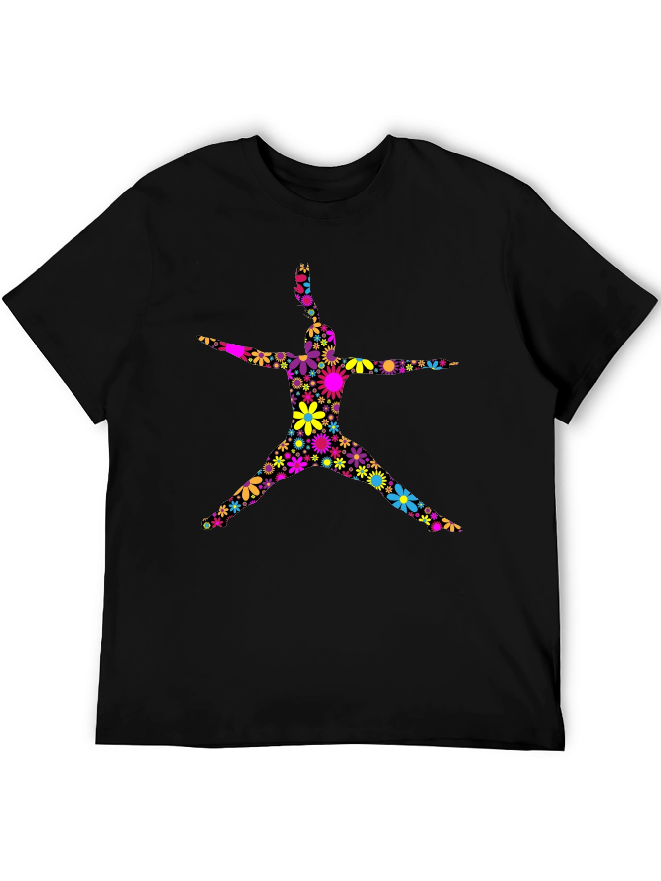 Black Floral Jumping Man Black T-Shirt view 5