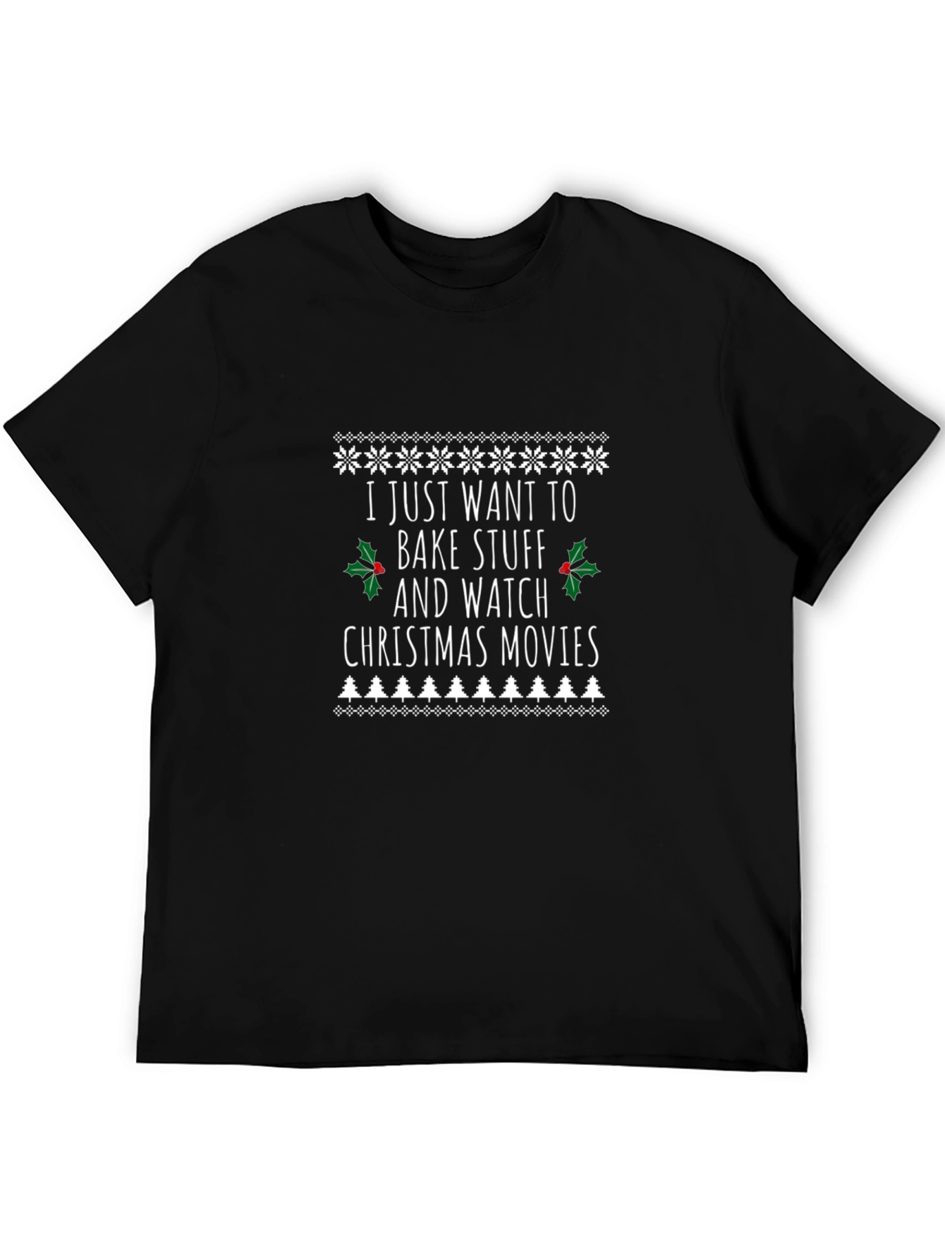 Black Christmas Baking & Movies T-Shirt - Holiday Season Apparel view 5