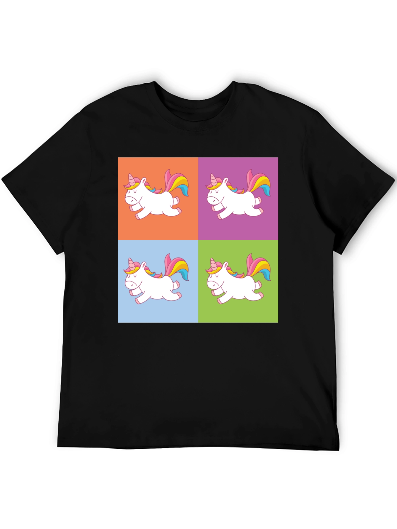 Black Unicorn Pop Art Graphic Print Black T-Shirt view 5