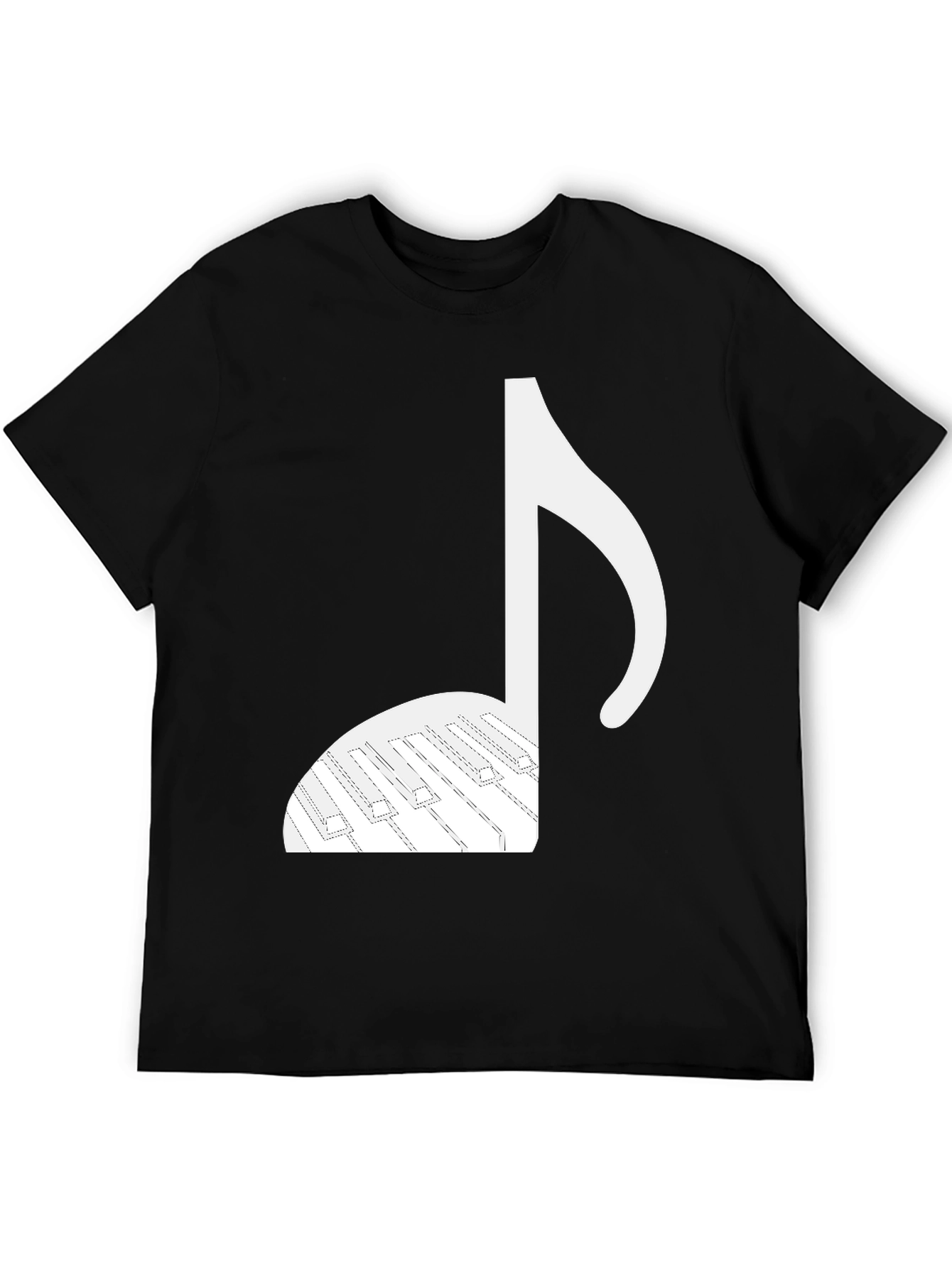 Black Piano Note Graphic T-Shirt - Musical Style view 5