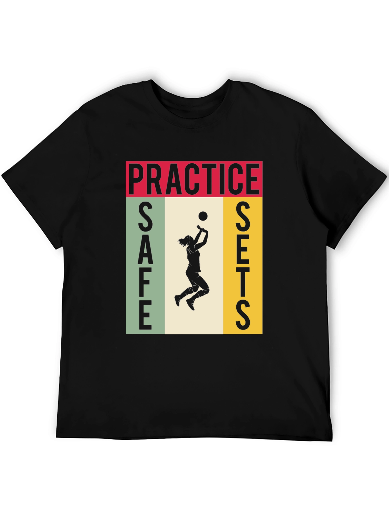 Black Practice Safe Sets Volleyball Graphic Tee view 5