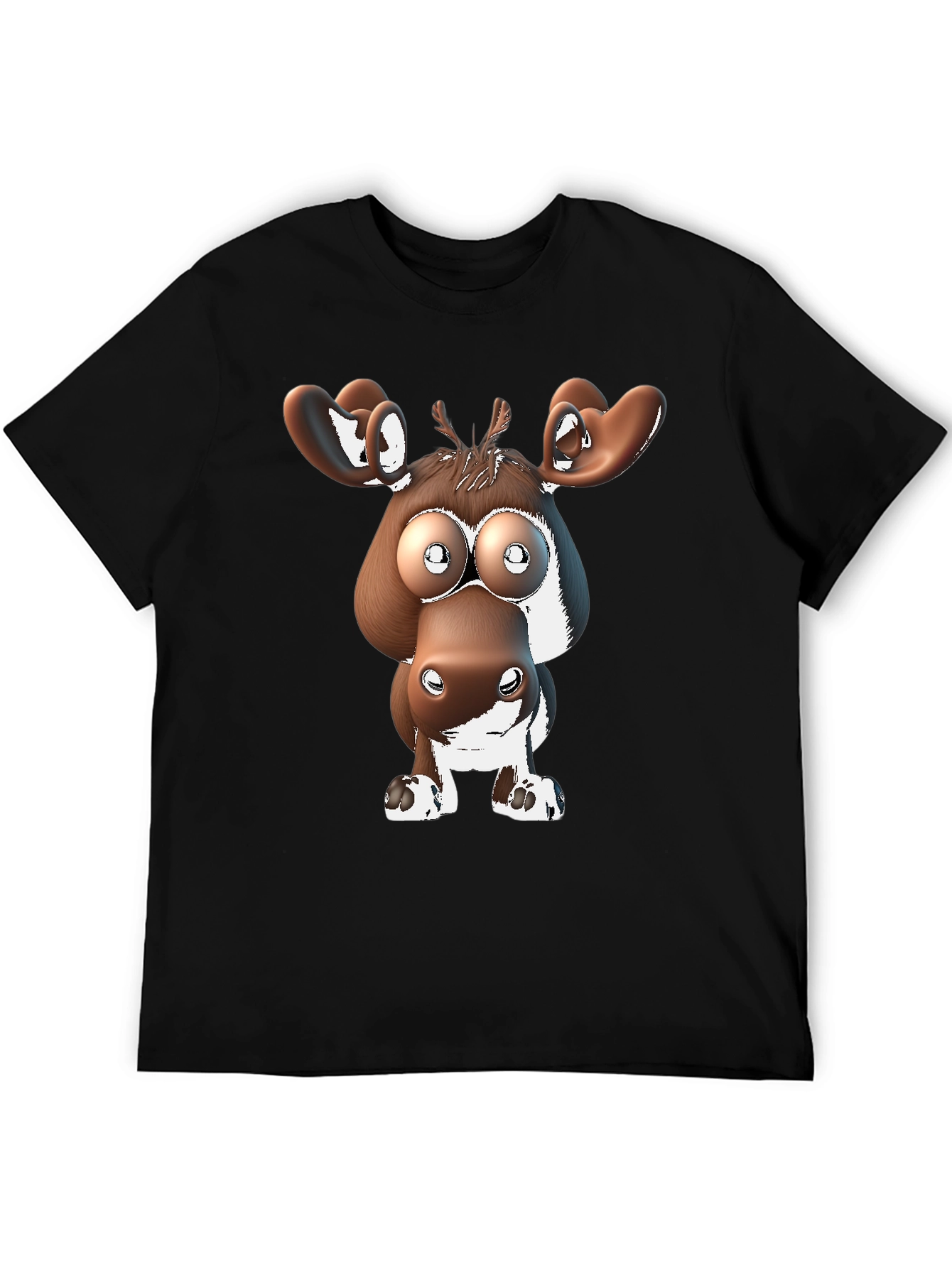 Black Cartoon Moose Graphic Tee view 5