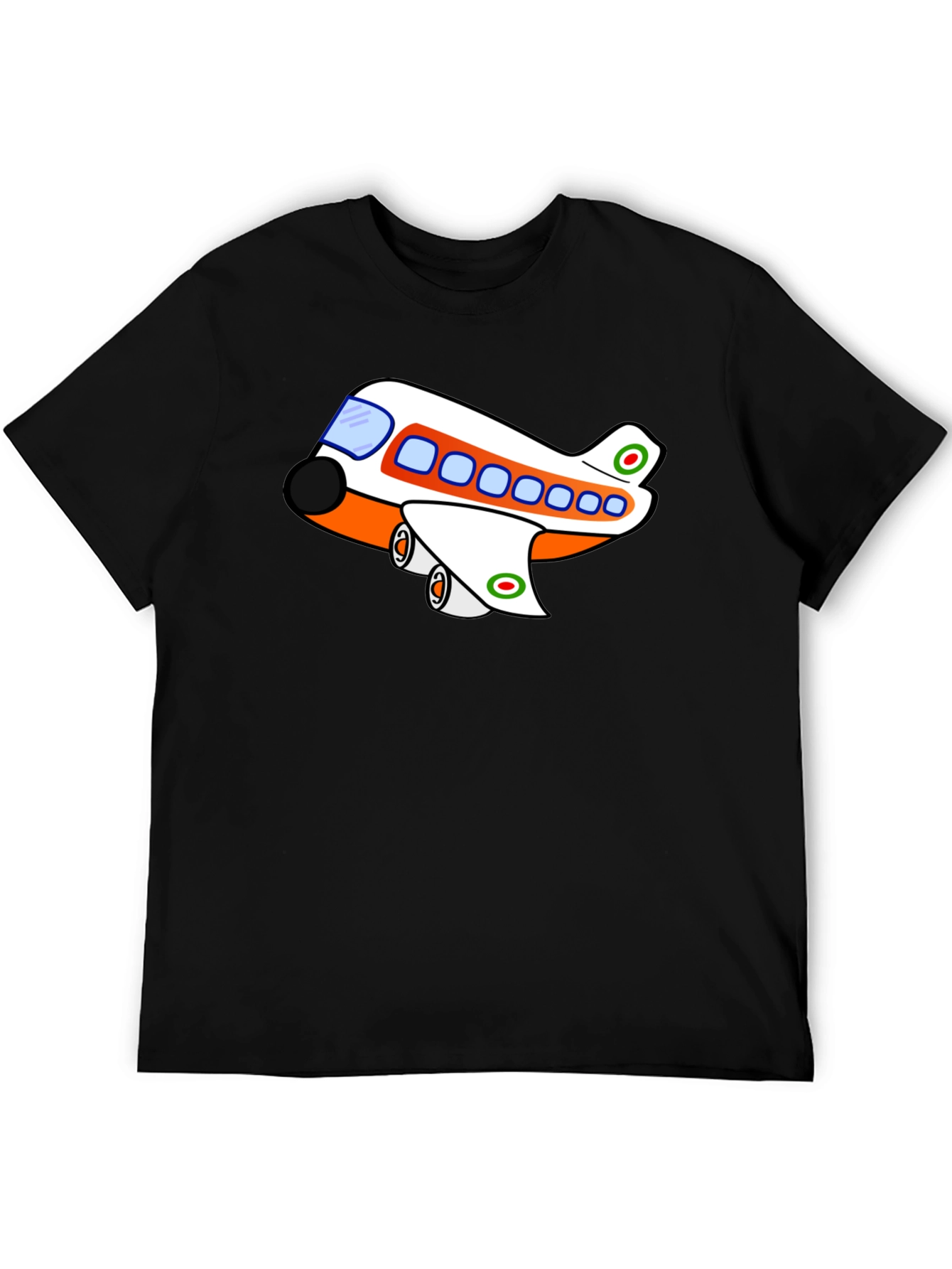 Black Cartoon Plane Graphic T-Shirt view 5