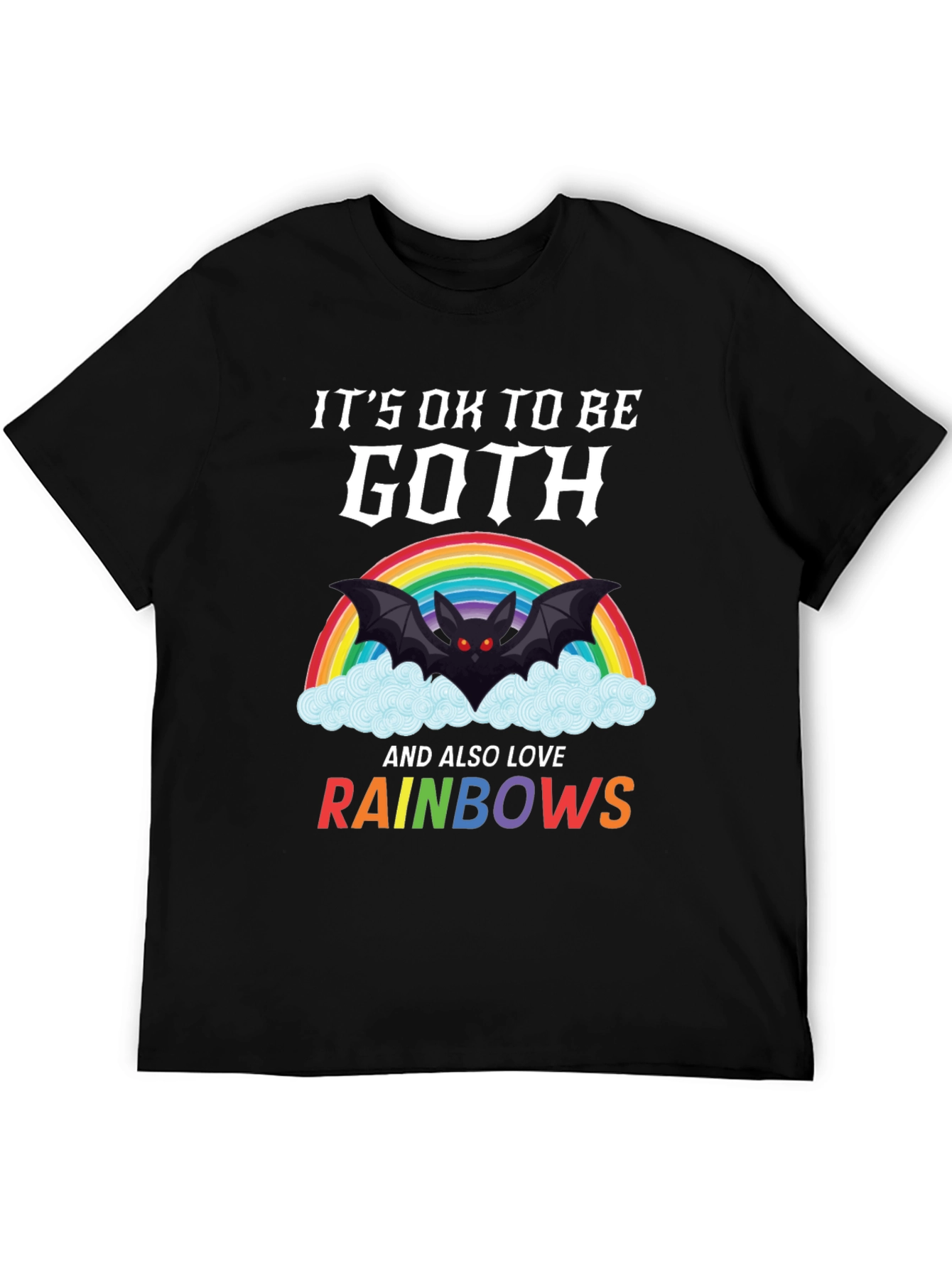 Black Goth & Rainbows Graphic T-Shirt - Soft Cotton Tee view 5