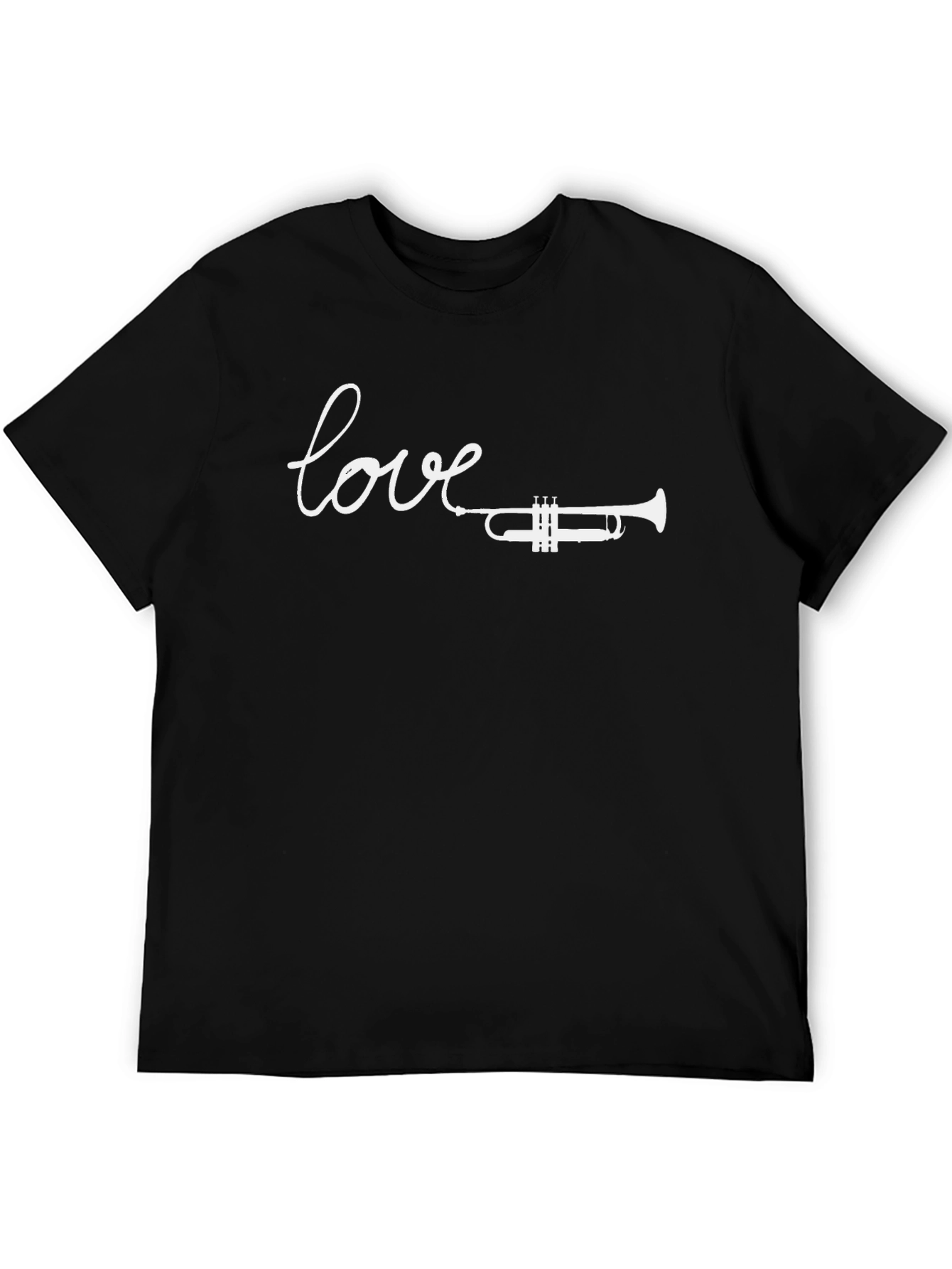 Black Love Trumpet Graphic Tee - Black Cotton T-Shirt view 5
