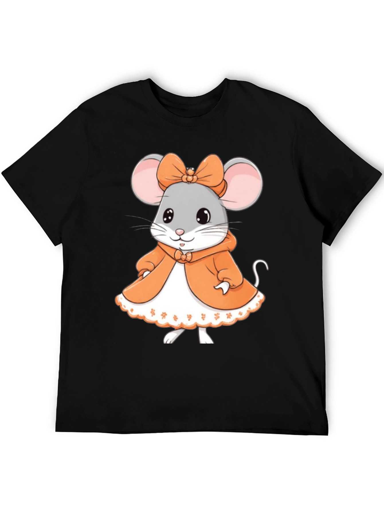 Black Cute Mouse Graphic Tee - Black Unisex T-Shirt view 5