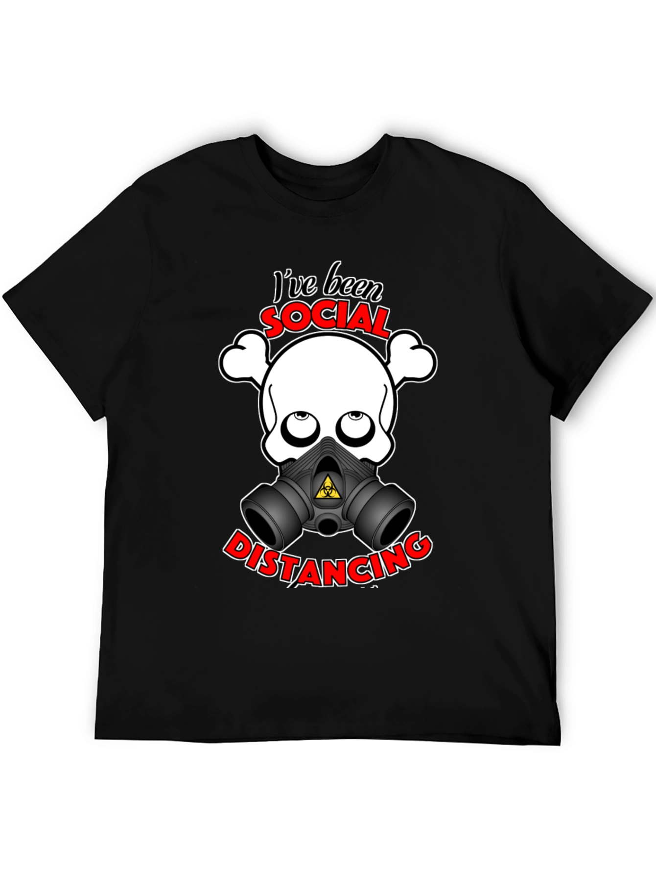 Black Social Distancing T-Shirt - Funny Skull & Mask Tee view 5