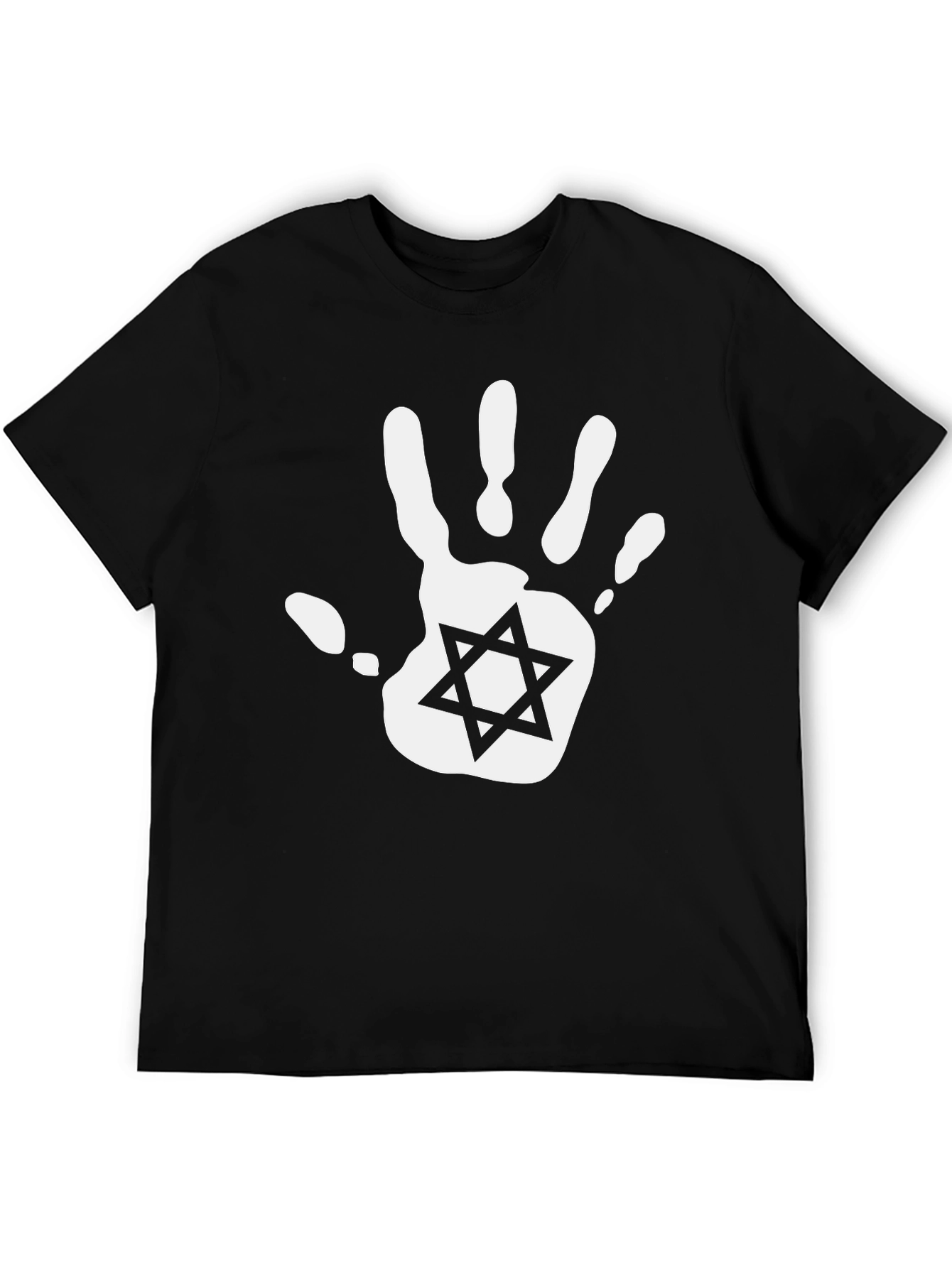 Black Graphic Print Star of David Hand T-Shirt view 5