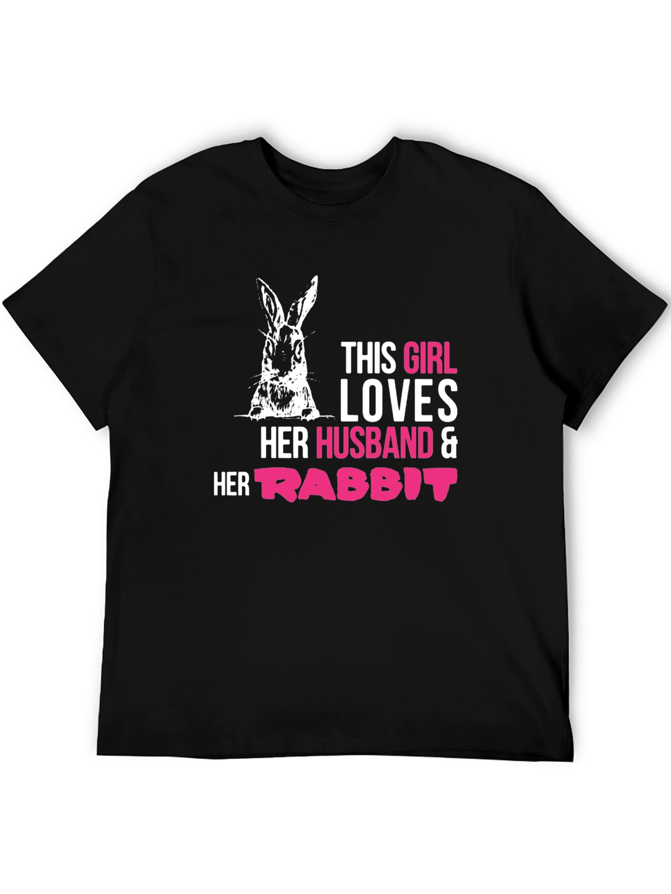 Black Girl Loves Husband and Rabbit T-Shirt view 5