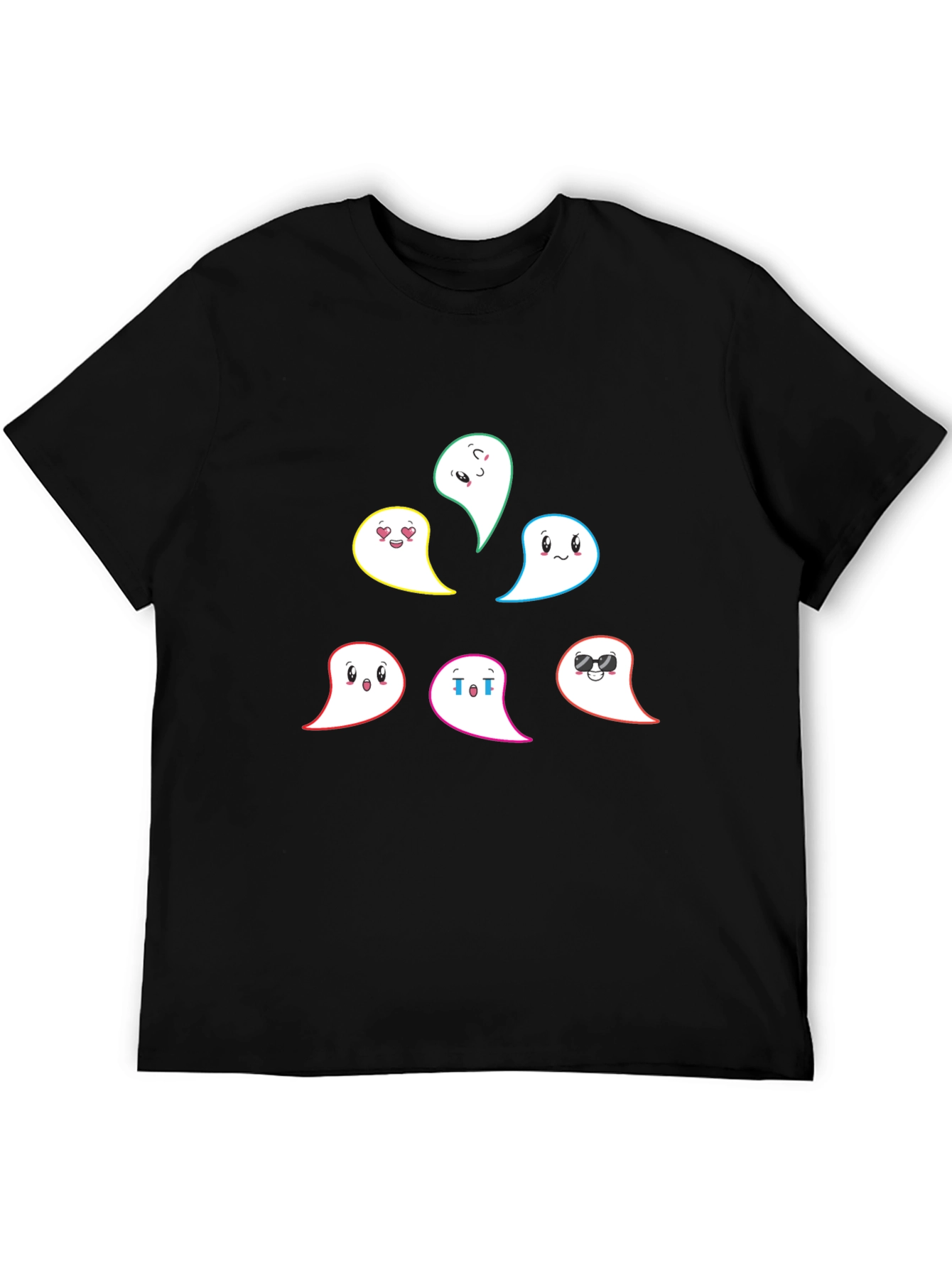 Black Emoji Ghost Graphic T-Shirt - Men's Black Tee view 5