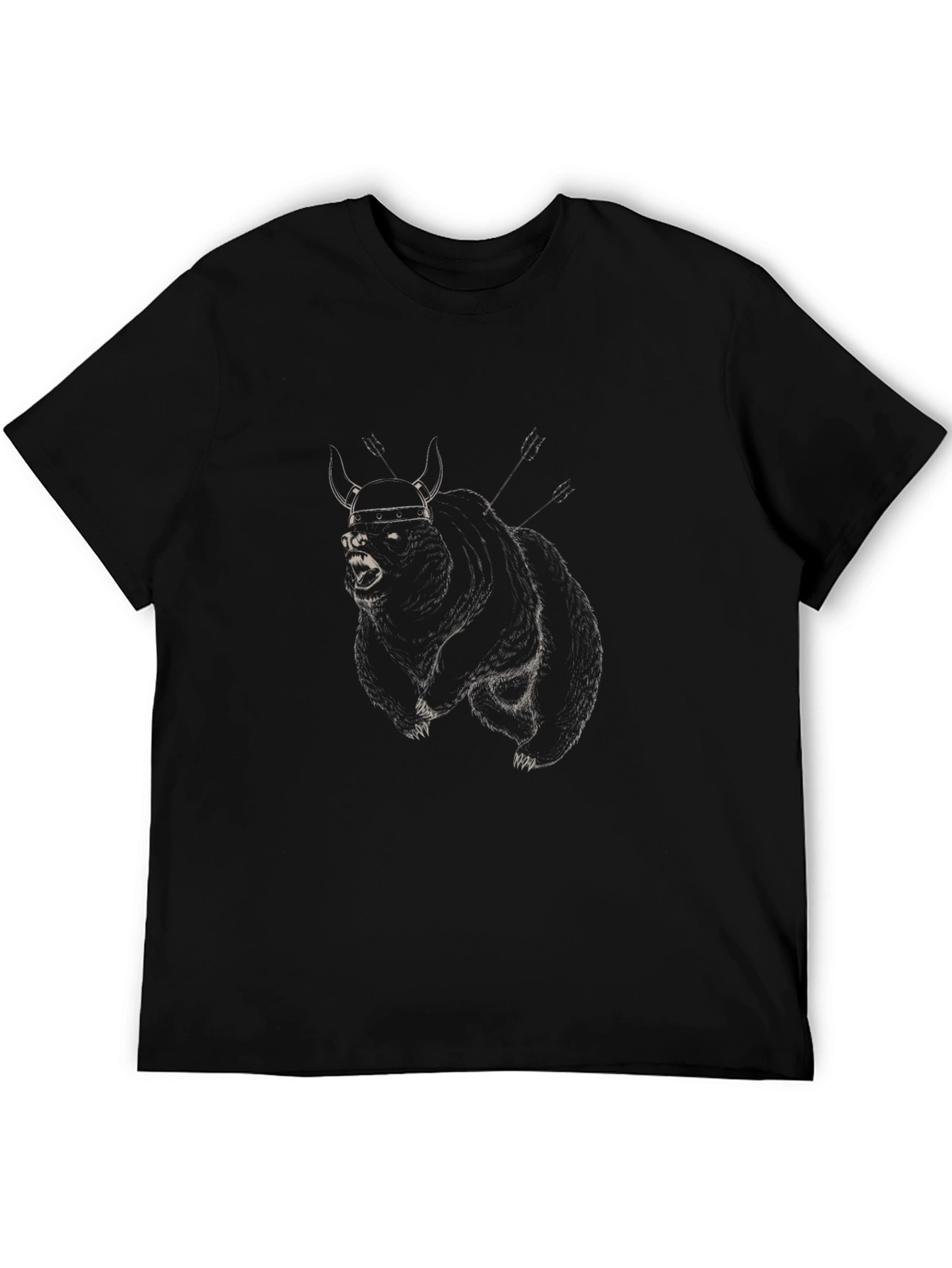 Black Viking Bear Graphic T-Shirt - Men's Black Tee view 5