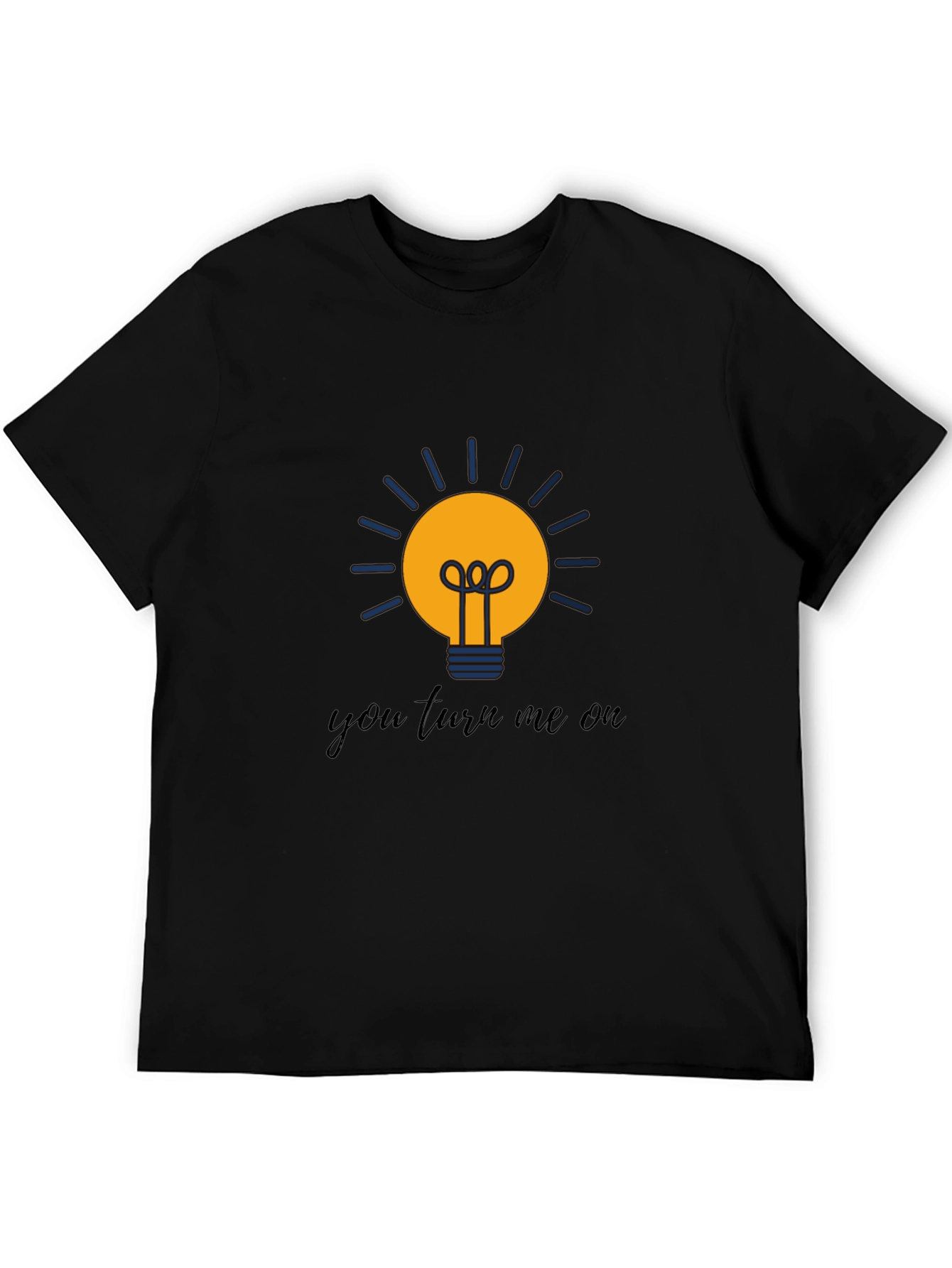 Black Humorous "You Turn Me On" Lightbulb Graphic Tee view 5
