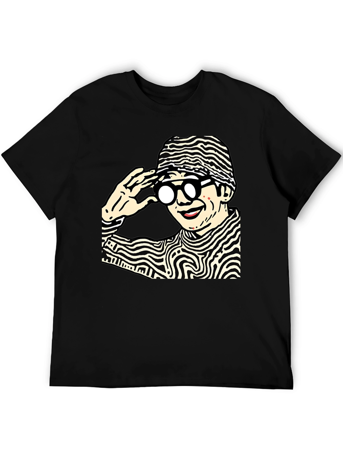 Black Funky Graphic Print Black Cotton T-Shirt view 5