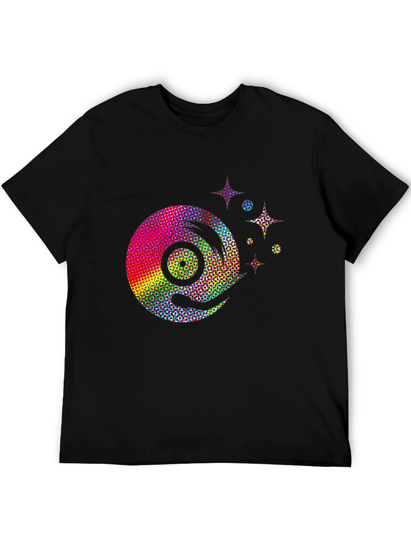 Black Retro Rainbow Vinyl Record Graphic Tee - Black view 5
