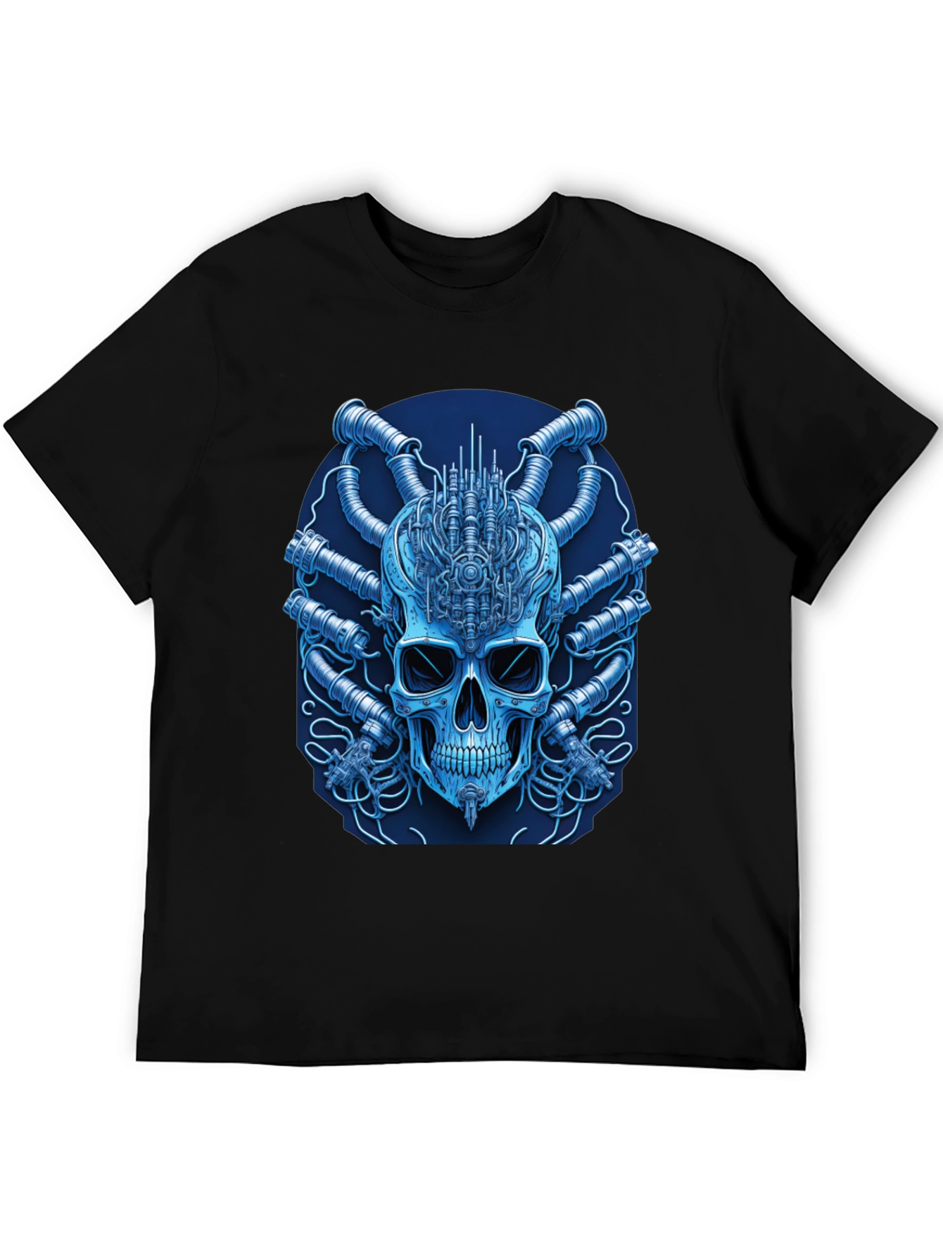 Black Cyberpunk Skull T-Shirt - Unique Graphic Tee view 5