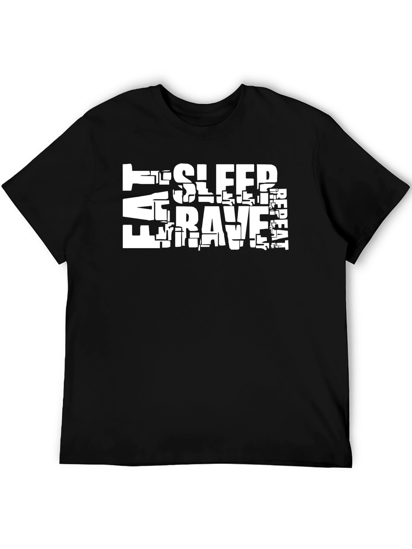 Black Eat Sleep Rave Repeat Graphic Tee - Black view 5
