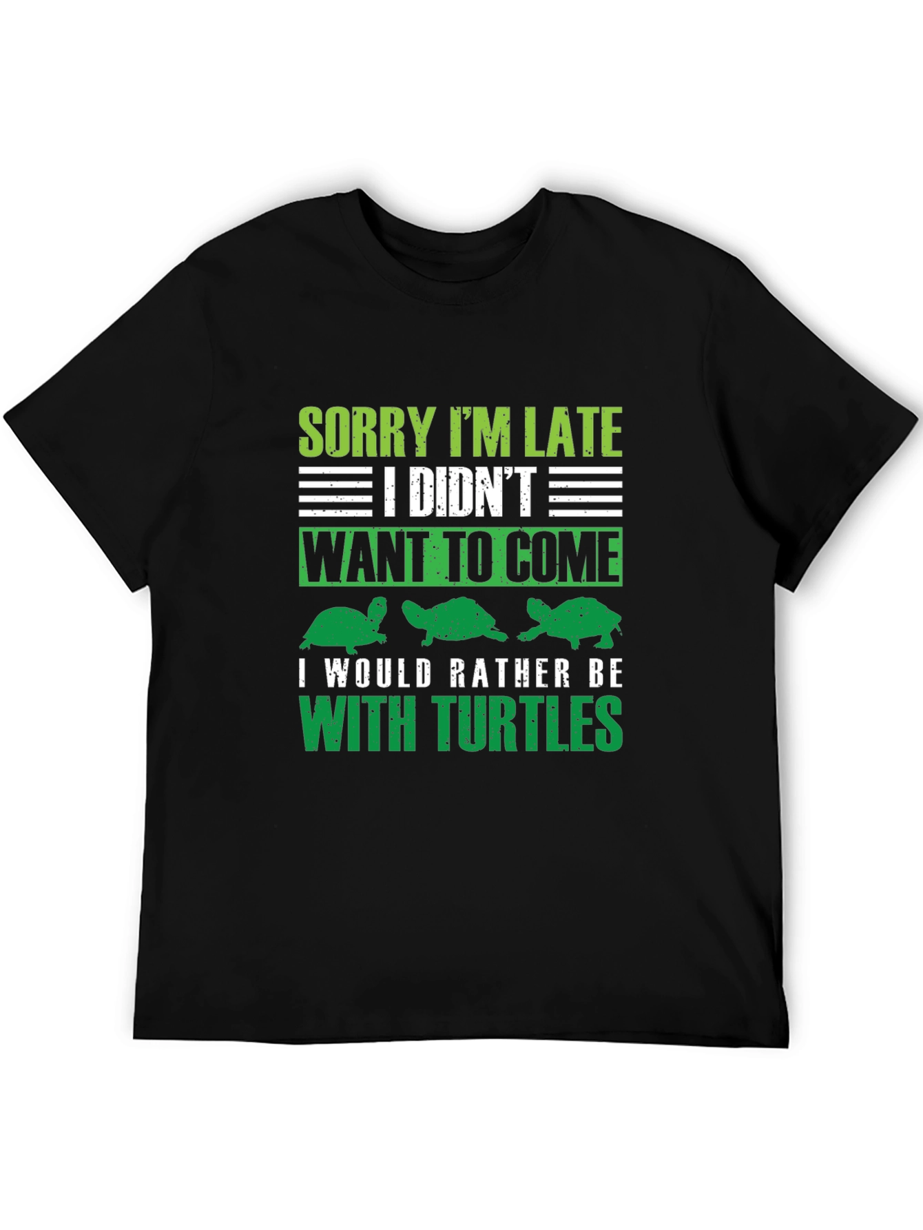 Black Sorry I'm Late Turtles T-Shirt view 5