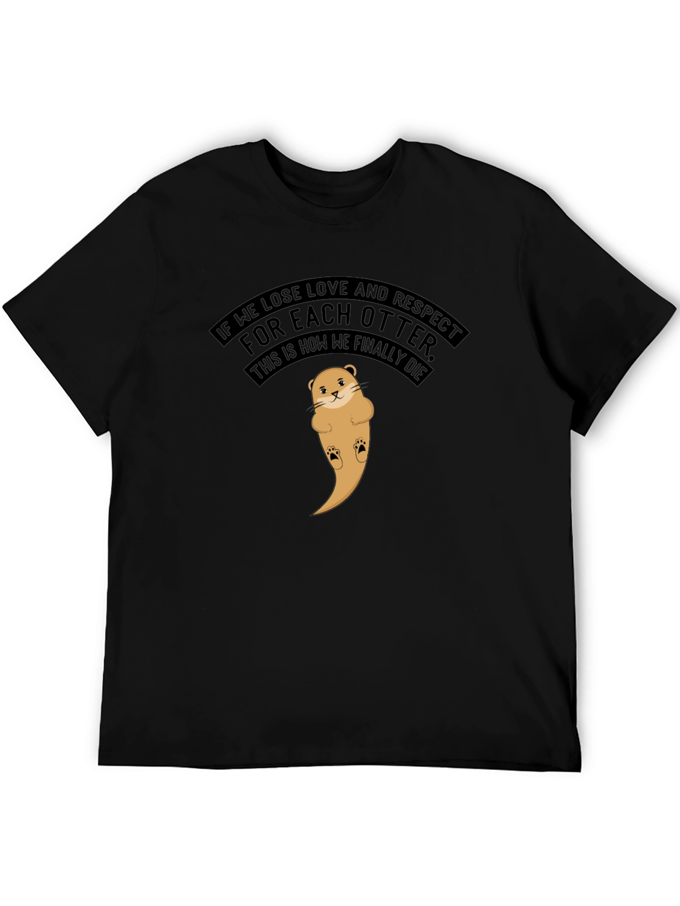 Black Otter Love T-Shirt - Funny Graphic Tee view 5