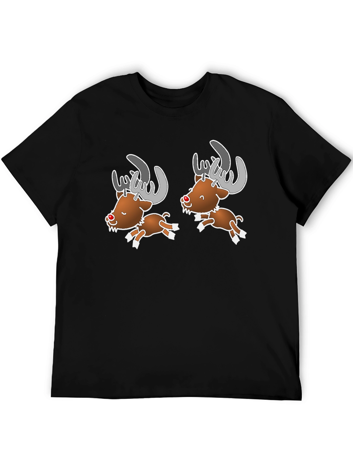 Black Cartoon Reindeer Graphic Tee view 5