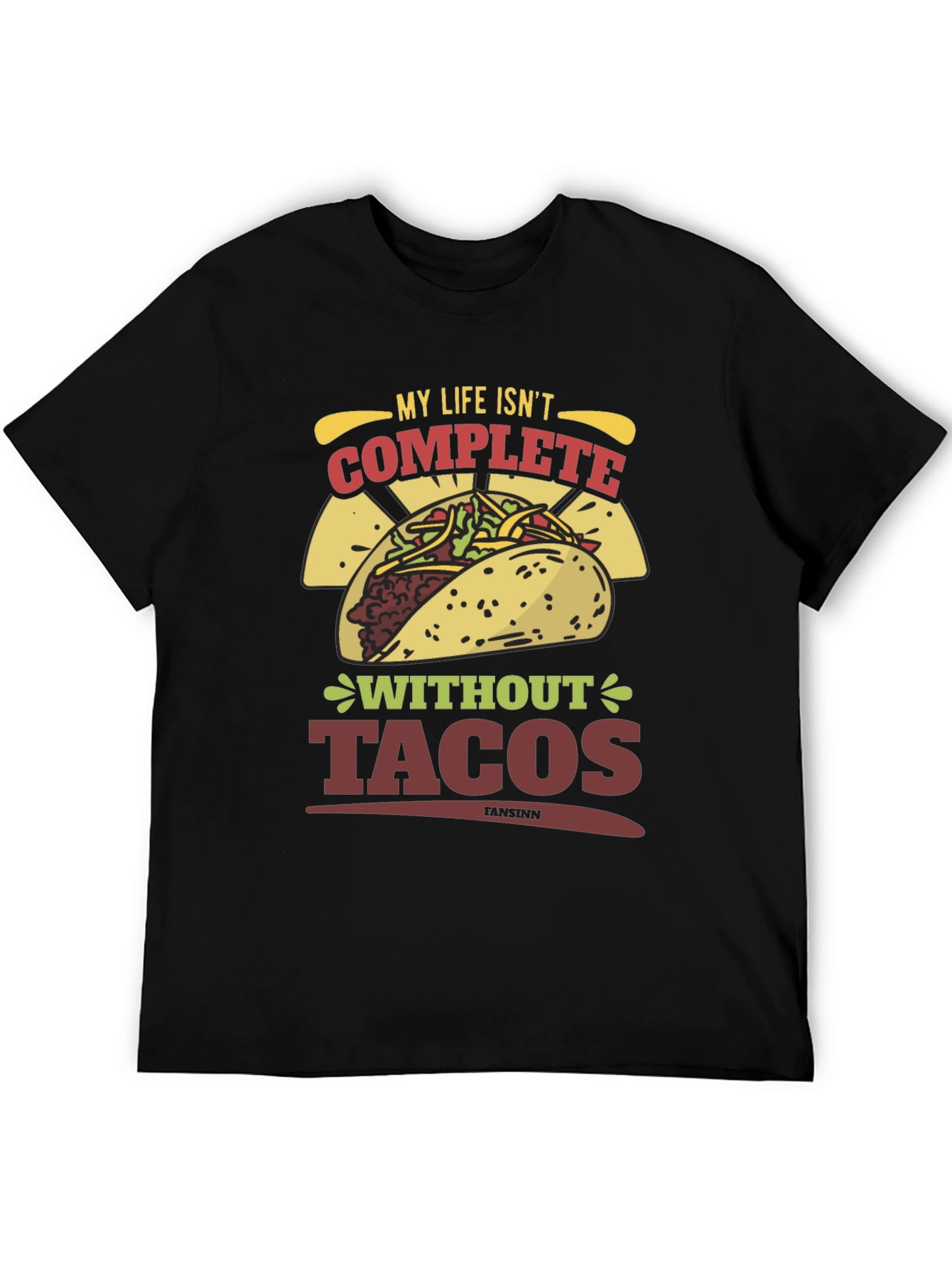 Black Taco Lover T-Shirt - My Life Isn't Complete Without Tacos view 5