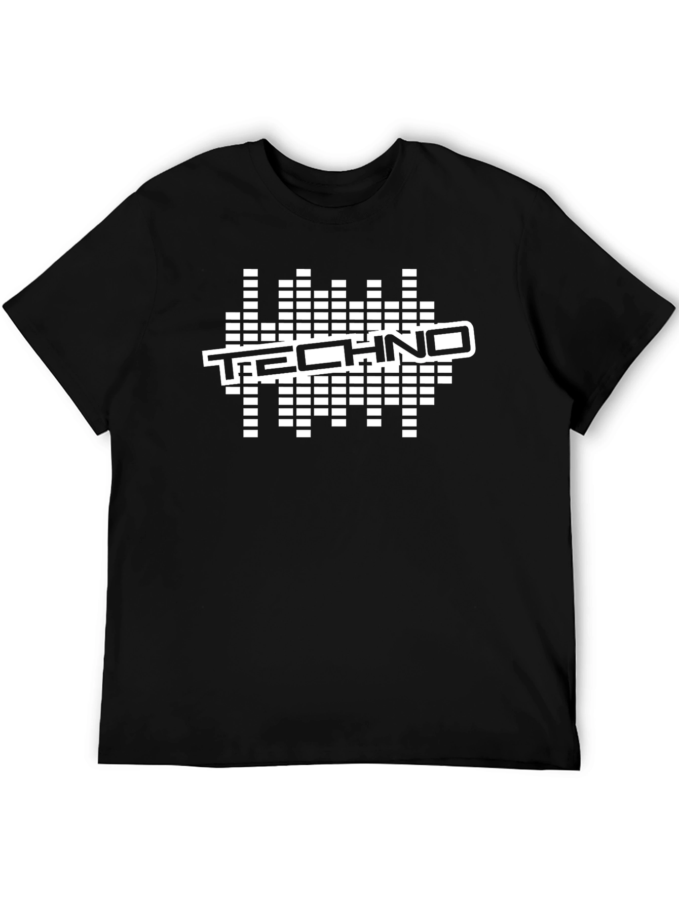 Black Techno Music T-Shirt - Graphic Equalizer Design - Black Cotton Tee view 5
