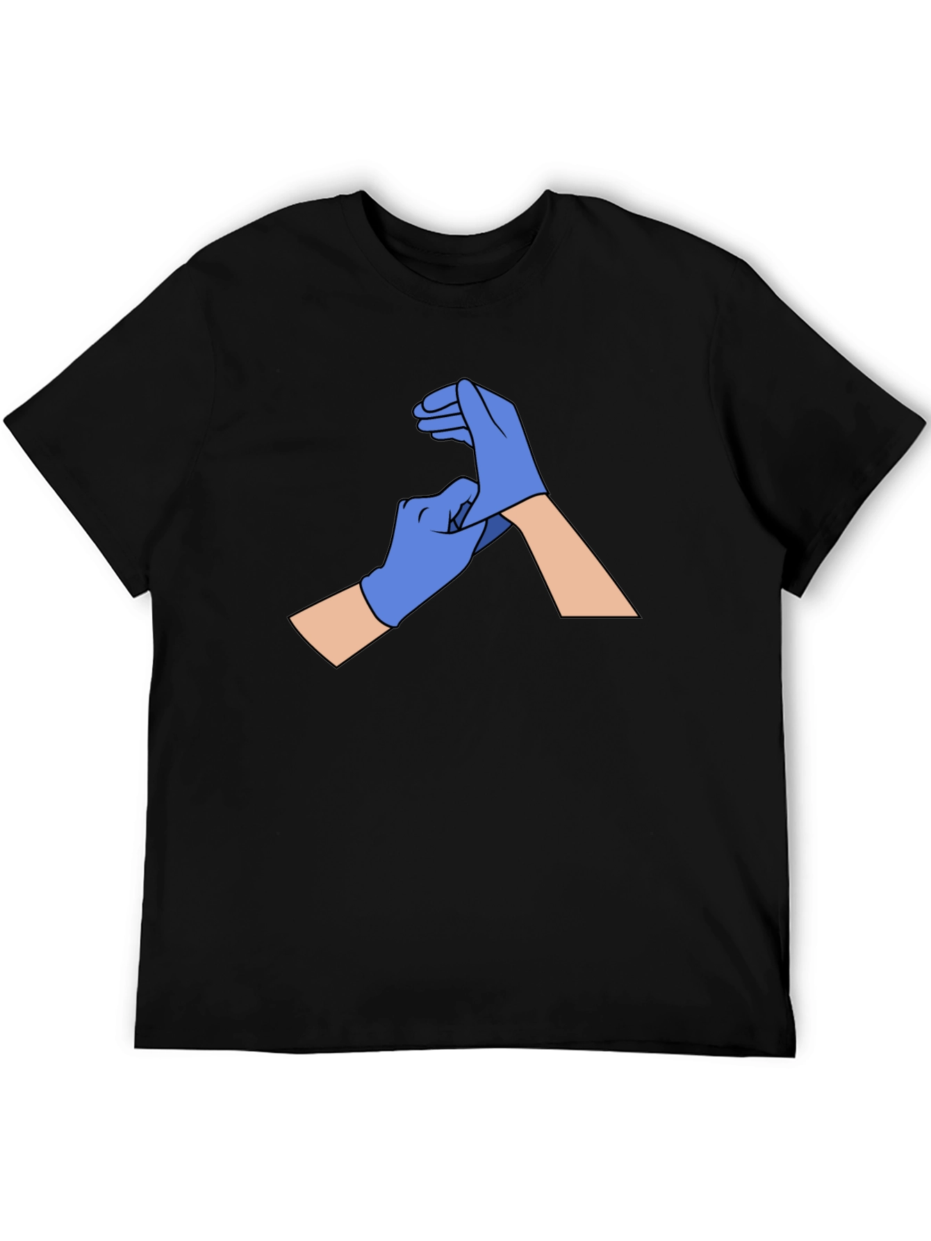 Black Gloved Hands Graphic Tee - Black Cotton T-Shirt view 5