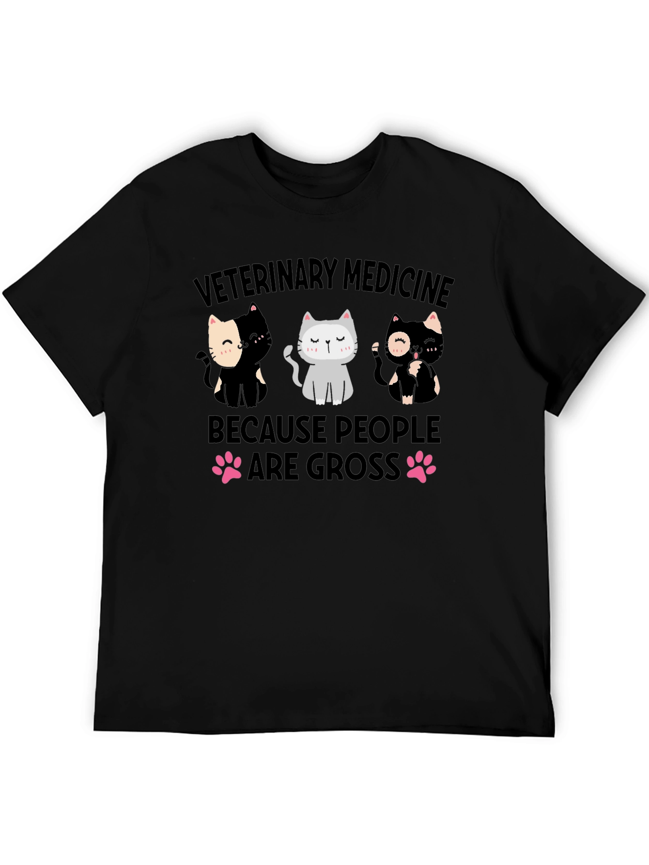 Black Veterinary Medicine Cat T-Shirt view 5